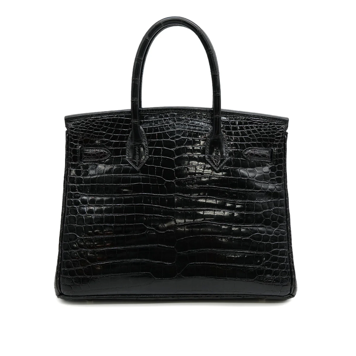 HERMES BIRKIN 30 BLACK POROSUS CROCODILE HAND BAG 2000 SQUARE D MATT HARDWARE 90314409
