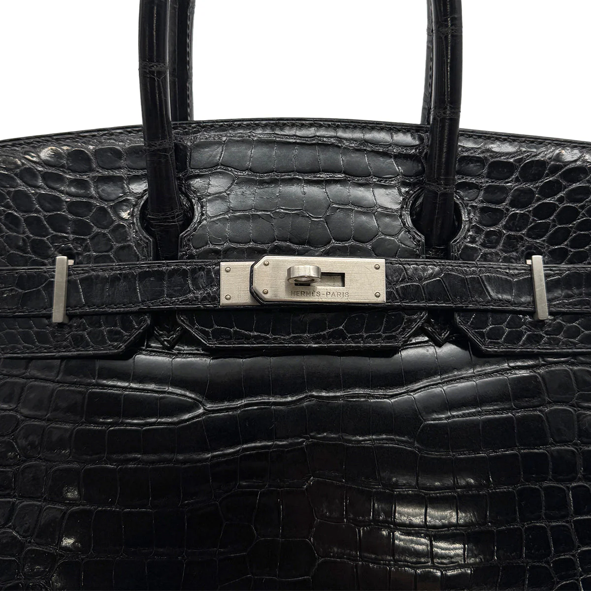HERMES BIRKIN 30 BLACK POROSUS CROCODILE HAND BAG 2000 SQUARE D MATT HARDWARE 90314409