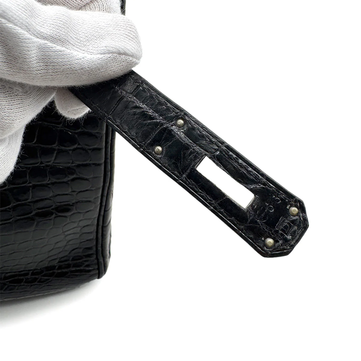 HERMES BIRKIN 30 BLACK POROSUS CROCODILE HAND BAG 2000 SQUARE D MATT HARDWARE 90314409