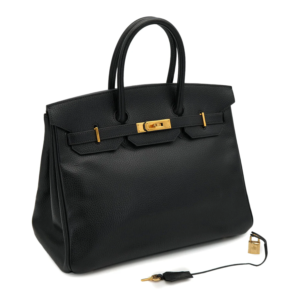 HERMES BIRKIN 35 BLACK ARDENNES HAND BAG 1996 CIRCLE Z GOLD HARDWARE 90325345