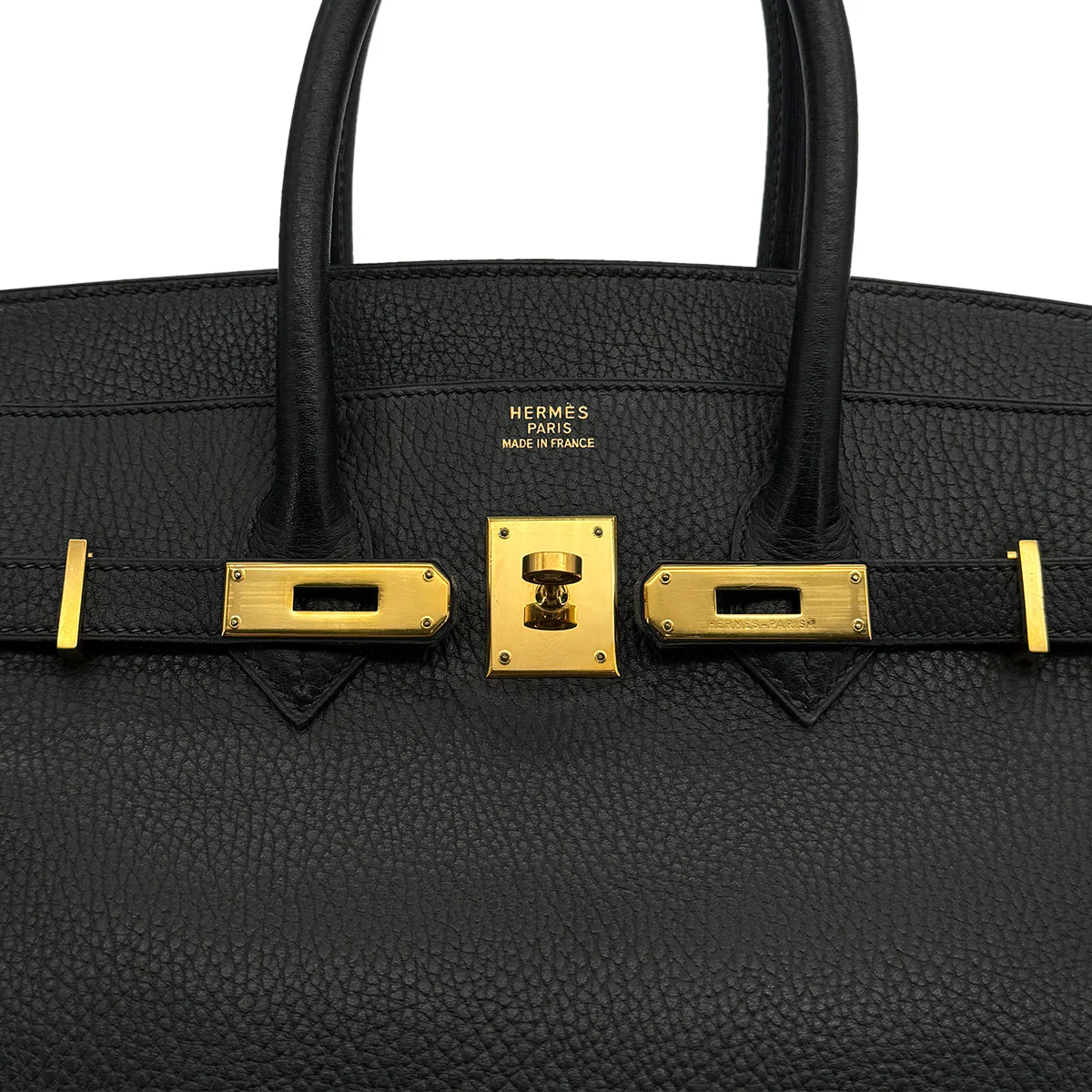 HERMES BIRKIN 35 BLACK ARDENNES HAND BAG 1996 CIRCLE Z GOLD HARDWARE 90325345