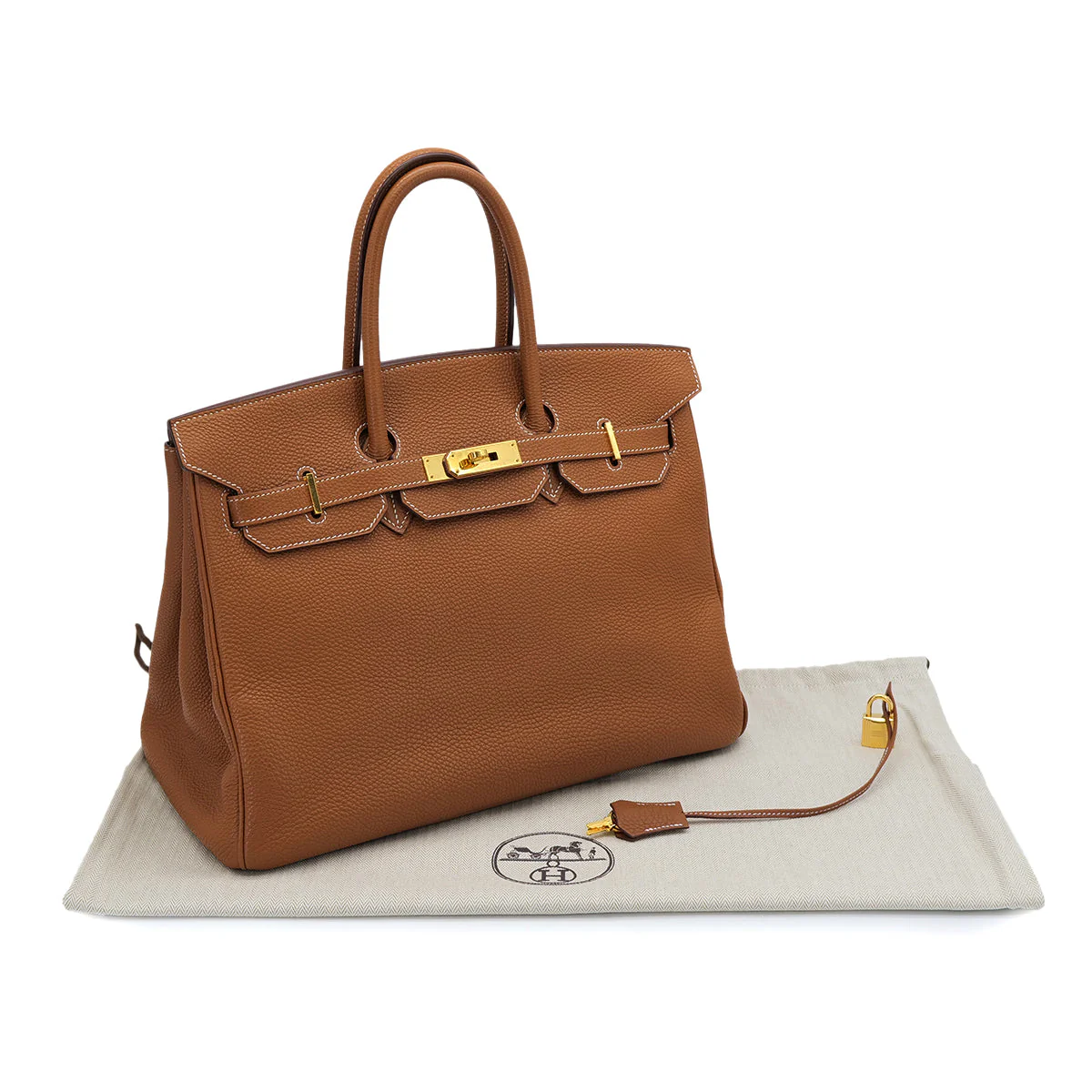 HERMES BIRKIN 35 GOLD TOGO HAND BAG 2006 SQUARE J GOLD HARDWARE 90325632