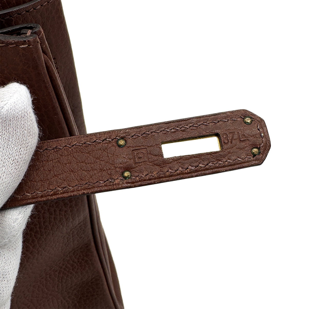 HERMES BIRKIN 35 MARRON FONCE ARDENNES HAND BAG 1999 SQUARE C GOLD HARDWARE 90321161