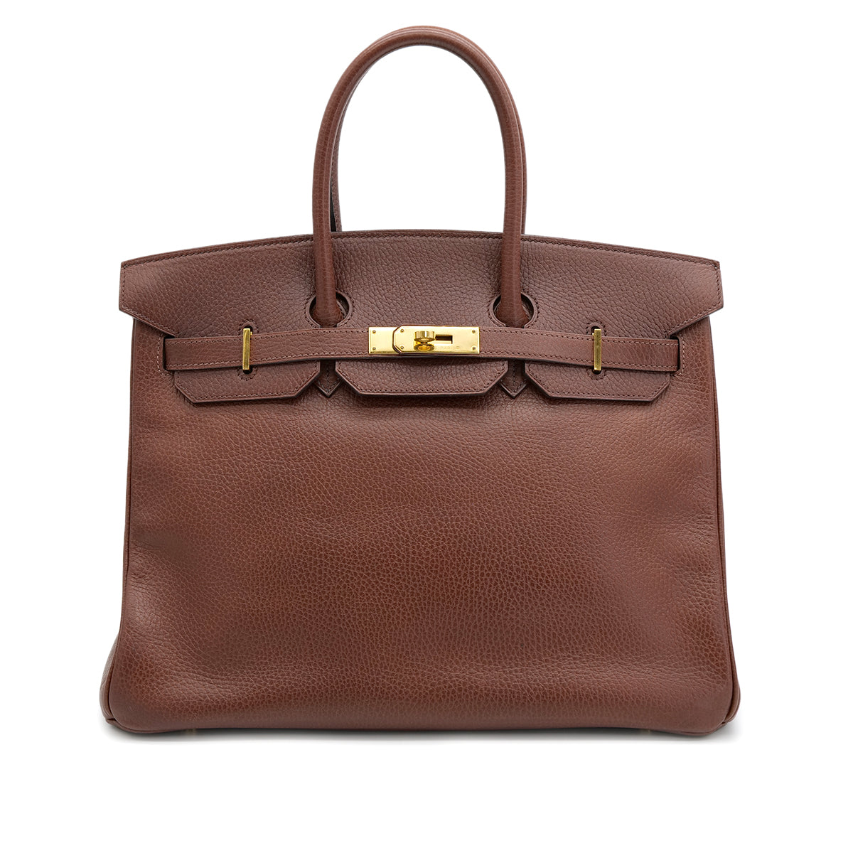 HERMES BIRKIN 35 MARRON FONCE ARDENNES HAND BAG 1999 SQUARE C GOLD HARDWARE 90321161