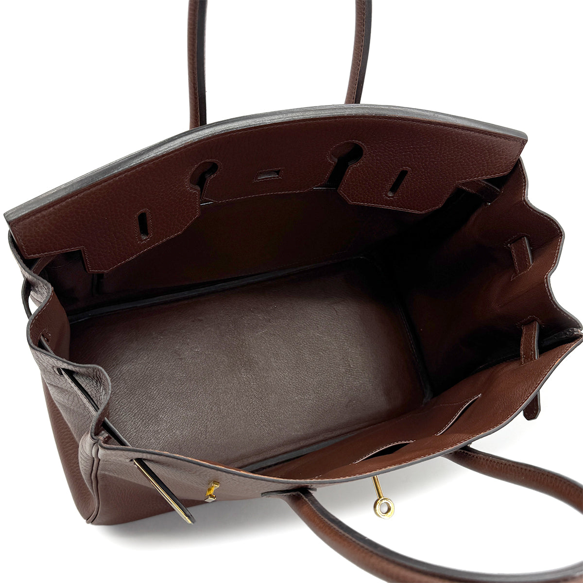 HERMES BIRKIN 35 MARRON FONCE ARDENNES HAND BAG 1999 SQUARE C GOLD HARDWARE 90321161