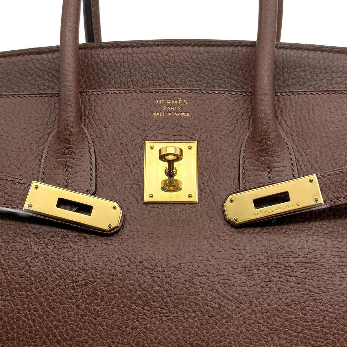 HERMES BIRKIN 35 MARRON FONCE ARDENNES HAND BAG 1999 SQUARE C GOLD HARDWARE 90321161