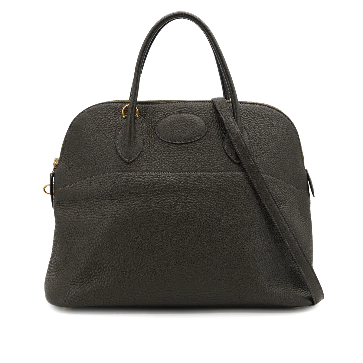 HERMES BOLIDE 35 VERT OLIVE TAURILLON CLEMENCE HAND SHOULDER BAG 2005 SQUARE I GOLD HARDWARE 90325607