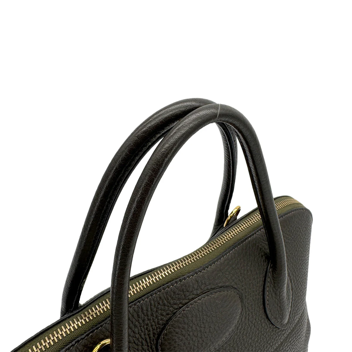 HERMES BOLIDE 35 VERT OLIVE TAURILLON CLEMENCE HAND SHOULDER BAG 2005 SQUARE I GOLD HARDWARE 90325607