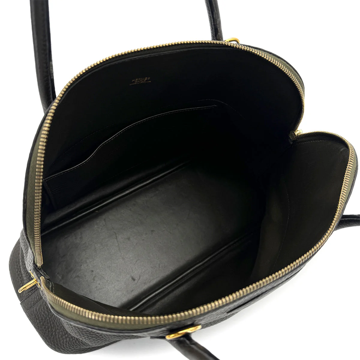 HERMES BOLIDE 35 VERT OLIVE TAURILLON CLEMENCE HAND SHOULDER BAG 2005 SQUARE I GOLD HARDWARE 90325607