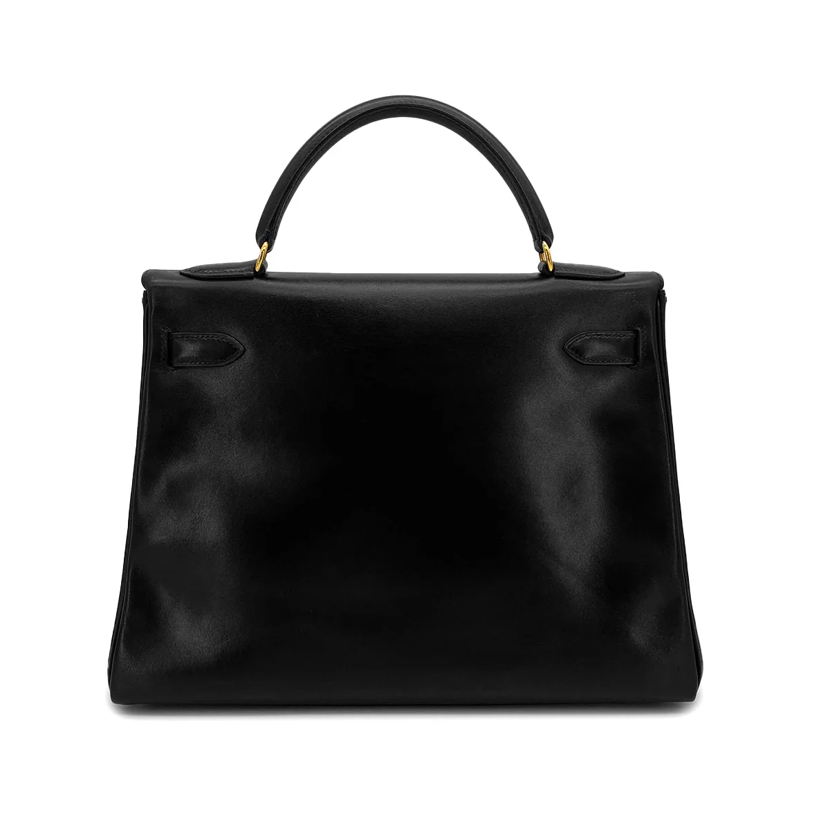 HERMES KELLY 32 RETOURNE BLACK BOXCALF HAND SHOULDER BAG 1994 CIRCLE X GOLD HARDWARE 90324739
