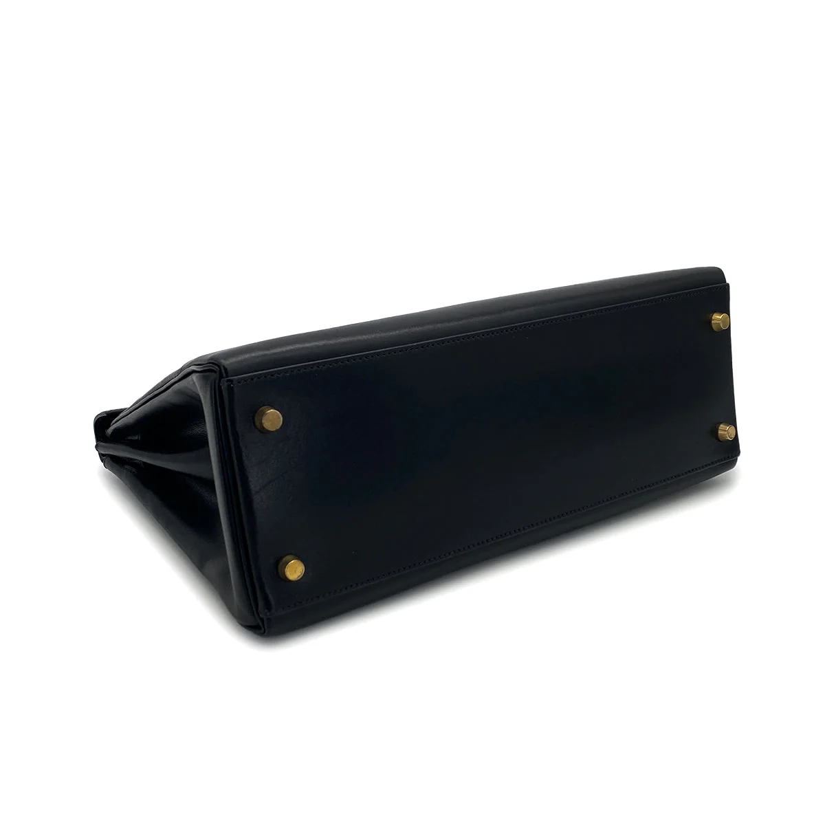 HERMES KELLY 32 RETOURNE BLACK BOXCALF HAND SHOULDER BAG 1994 CIRCLE X GOLD HARDWARE 90324739