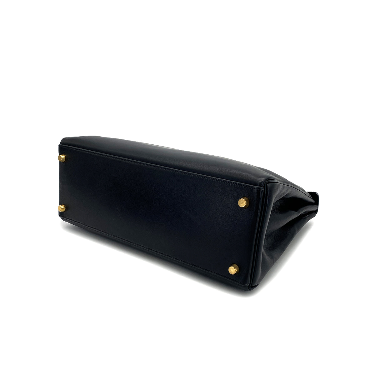 HERMES KELLY 32 RETOURNE BLACK VEAU GULLIVER HAND BAG 1999 SQUARE C GOLD HARDWARE 90322047