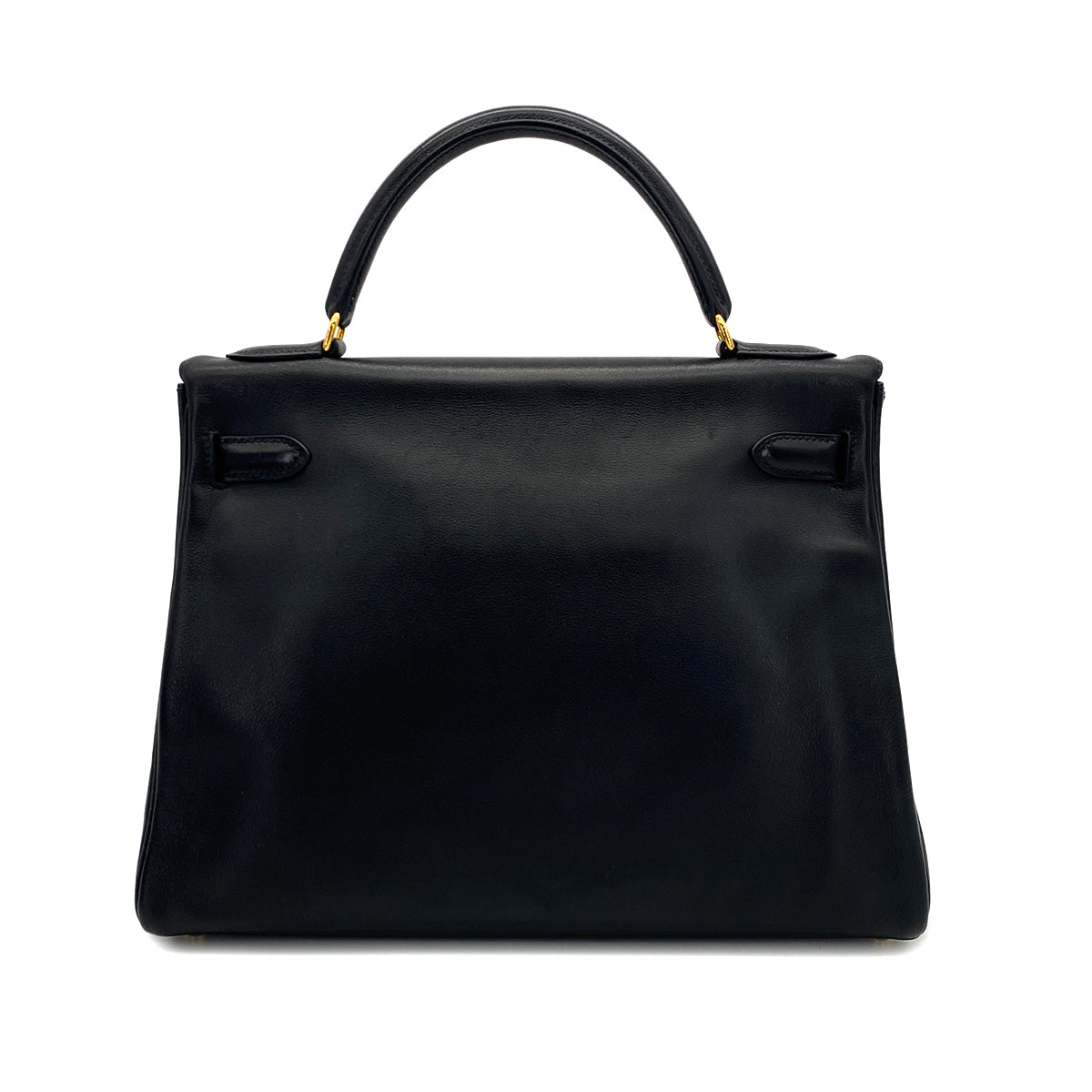 HERMES KELLY 32 RETOURNE BLACK VEAU GULLIVER HAND BAG 1999 SQUARE C GOLD HARDWARE 90322047