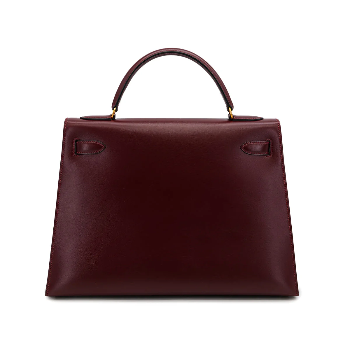 HERMES KELLY 32 SELLIER ROUGE H BOXCALF HAND BAG 1988 CIRCLE R GOLD HARDWARE 90325606