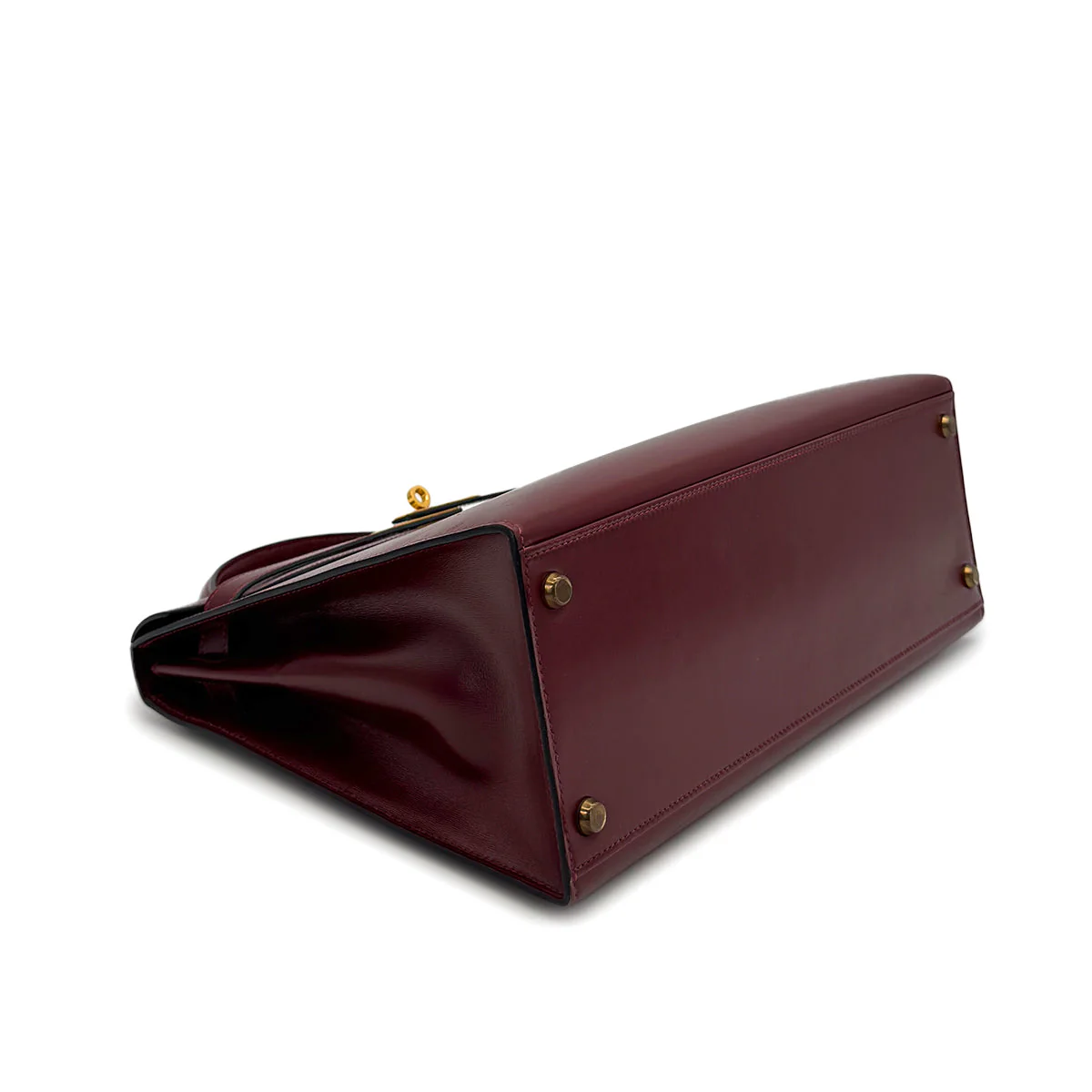 HERMES KELLY 32 SELLIER ROUGE H BOXCALF HAND BAG 1988 CIRCLE R GOLD HARDWARE 90325606