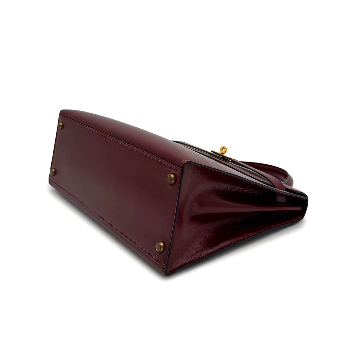 HERMES KELLY 32 SELLIER ROUGE H BOXCALF HAND BAG 1988 CIRCLE R GOLD HARDWARE 90325606