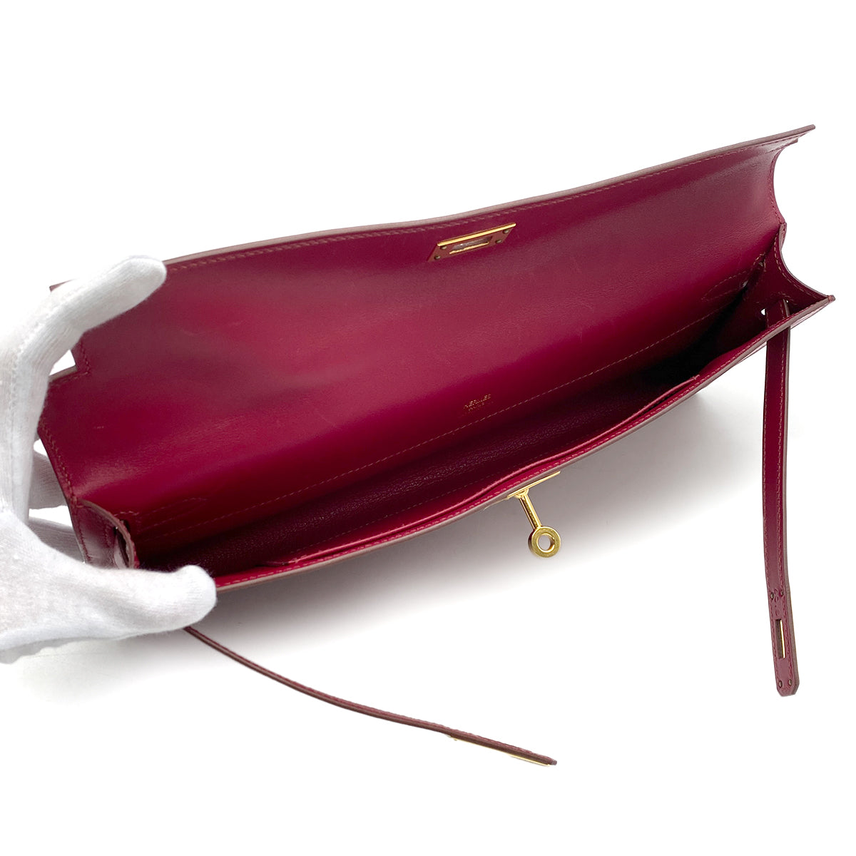 HERMES KELLY CUT RUBIS VEAU SWIF HAND BAG 2014 SQUARE R GOLD HARDWARE 90322055