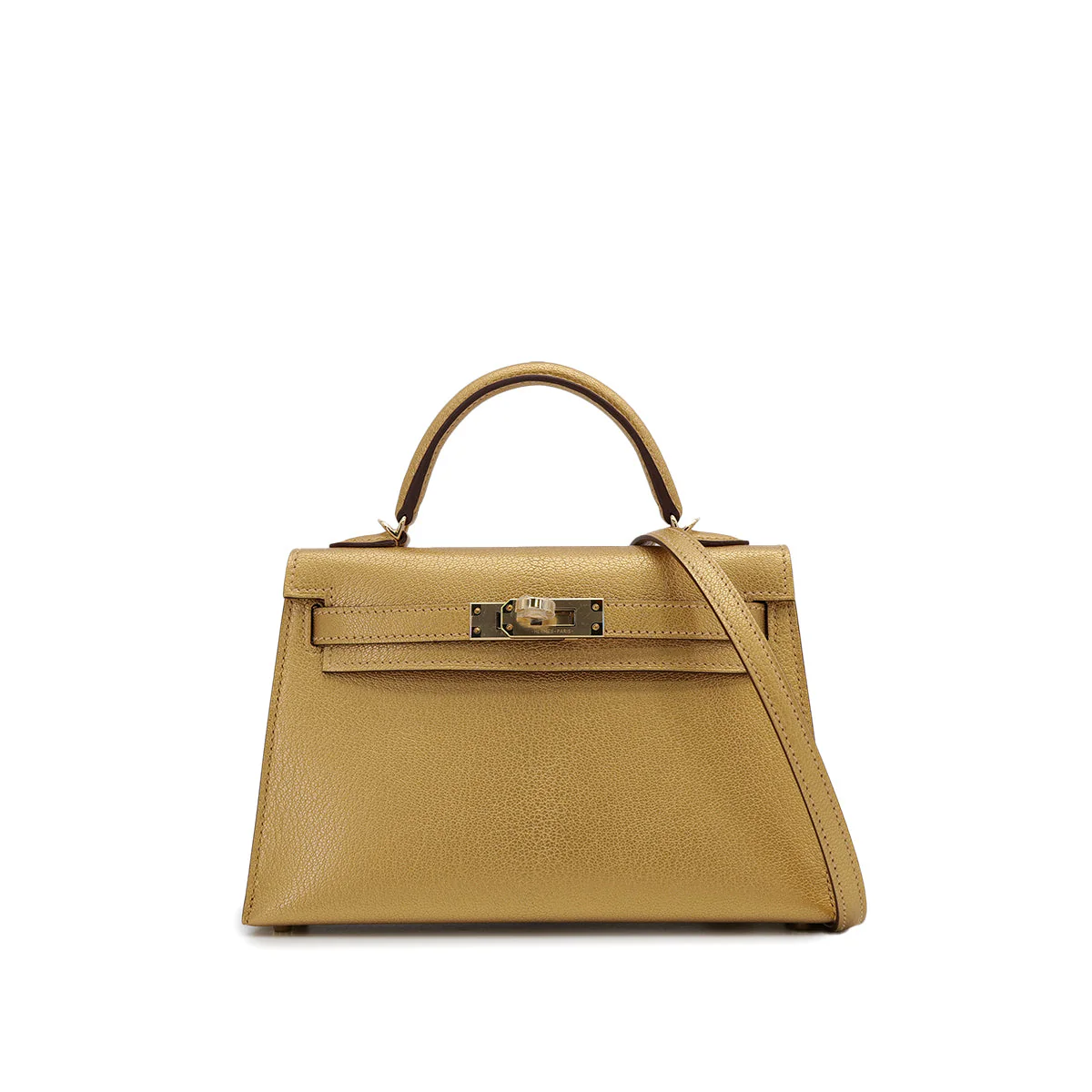 HERMES KELLY MINI 2 NEW DORE CHEVRE CHAMKILA HAND SHOULDER BAG 2025 K STAMP GOLD HARDWARE 90319696
