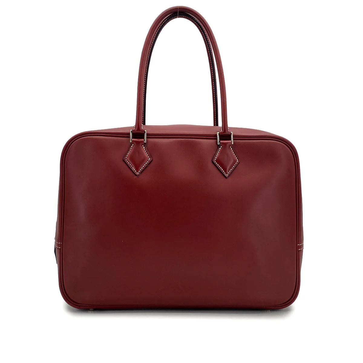 HERMES PLUME 32 ROUGE H BOXCALF HAND BAG 2001 SQUARE E PALLADIUM HARDWARE 90324807