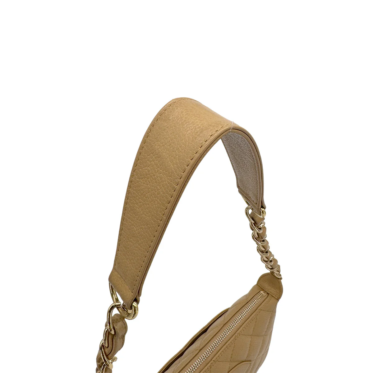 VINTAGE CHANEL BIG COCO MATELASSE CHAIN SHOULDER BAG BEIGE CAVIAR SKIN GOLD HARDWARE 90323094