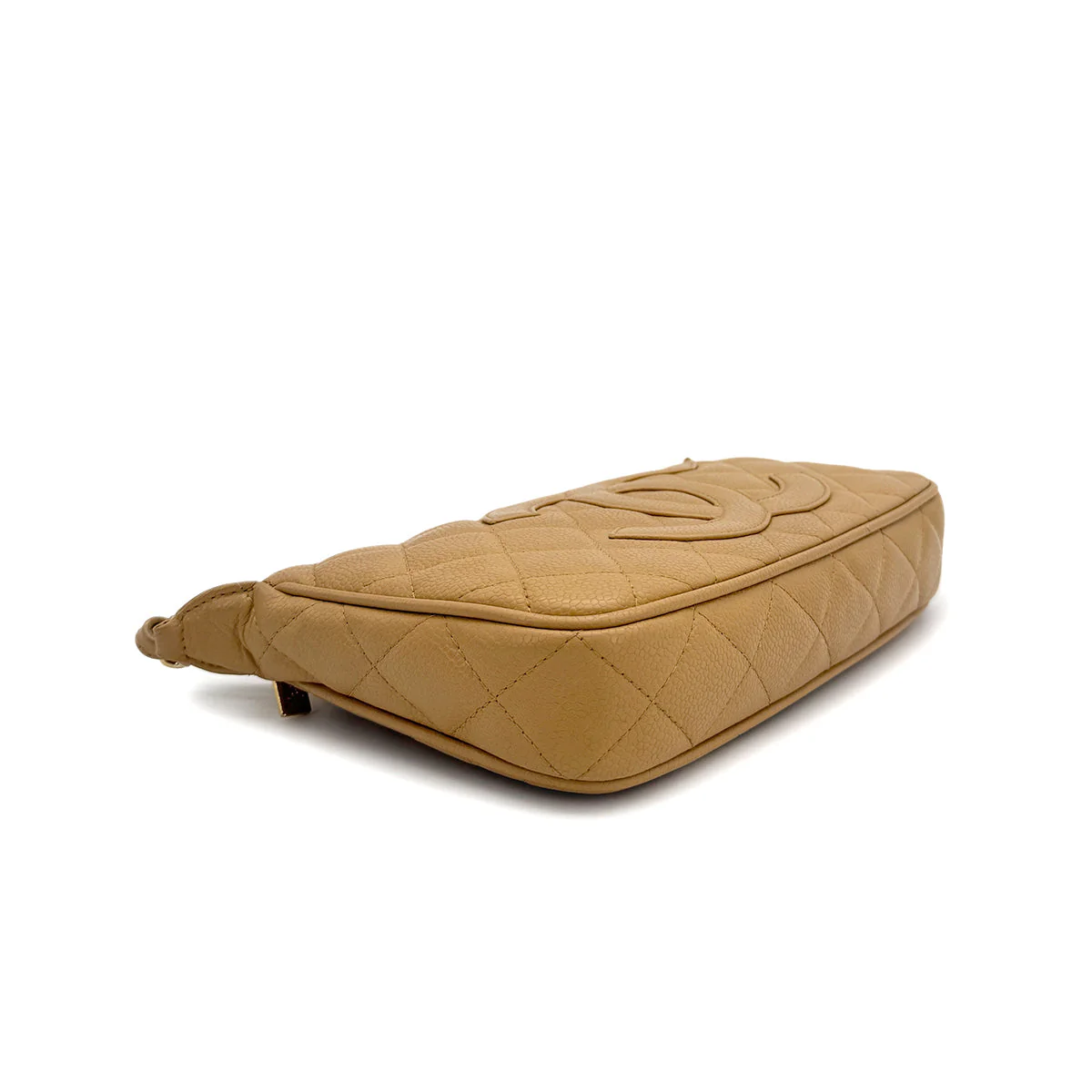 VINTAGE CHANEL BIG COCO MATELASSE CHAIN SHOULDER BAG BEIGE CAVIAR SKIN GOLD HARDWARE 90323094