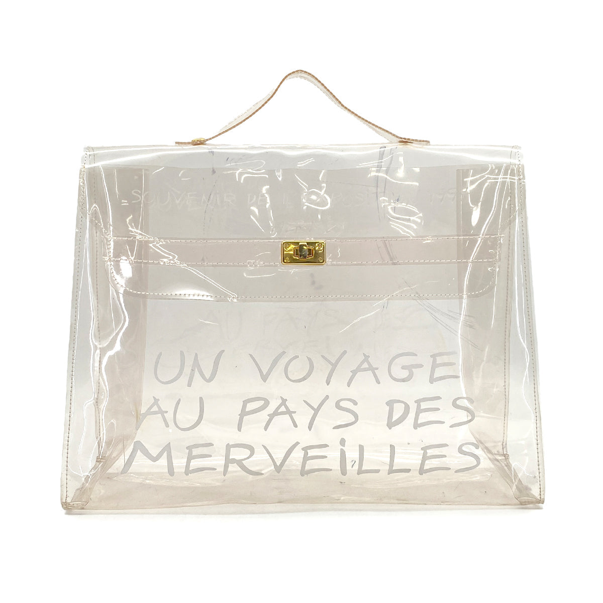 HERMES VINYL KELLY SOUVENIR DE L' EXPOSITION 1997 CLEAR HAND BAG GOLD HARDWARE 90321764