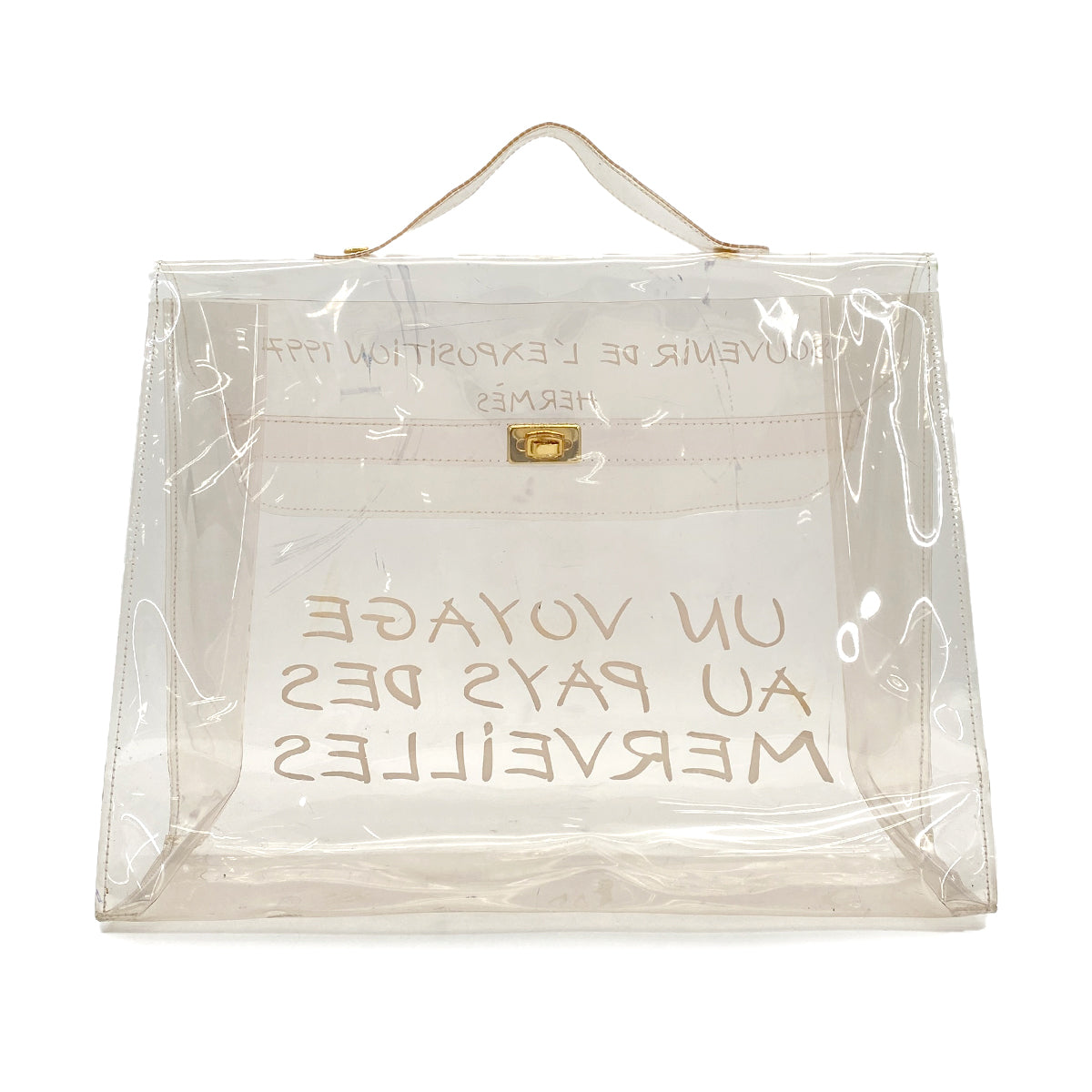 HERMES VINYL KELLY SOUVENIR DE L' EXPOSITION 1997 CLEAR HAND BAG GOLD HARDWARE 90321764