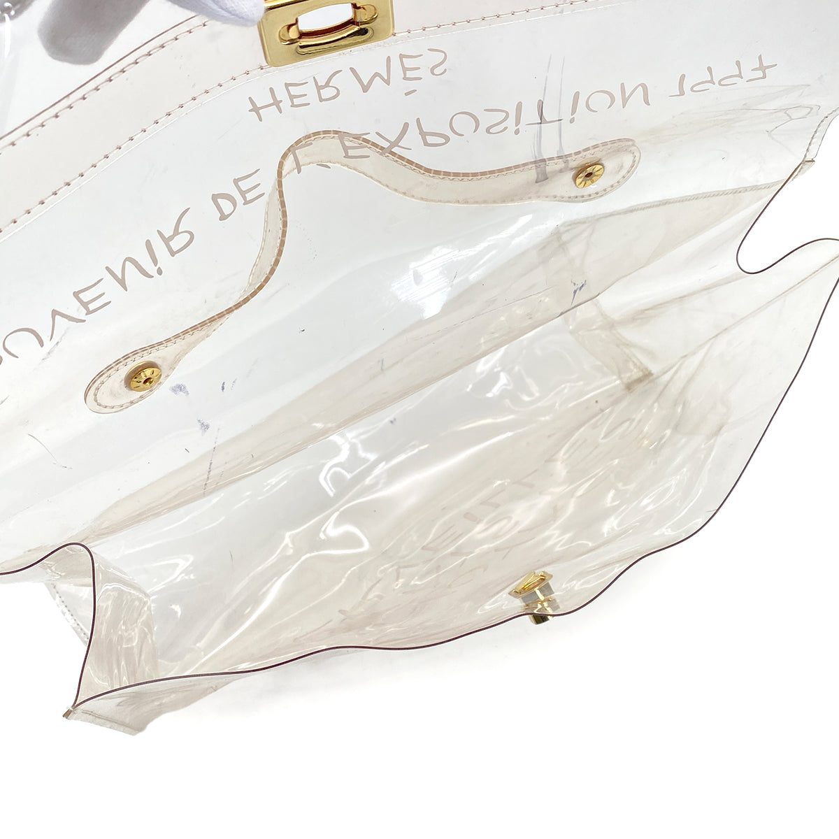 HERMES VINYL KELLY SOUVENIR DE L' EXPOSITION 1997 CLEAR HAND BAG GOLD HARDWARE 90321764