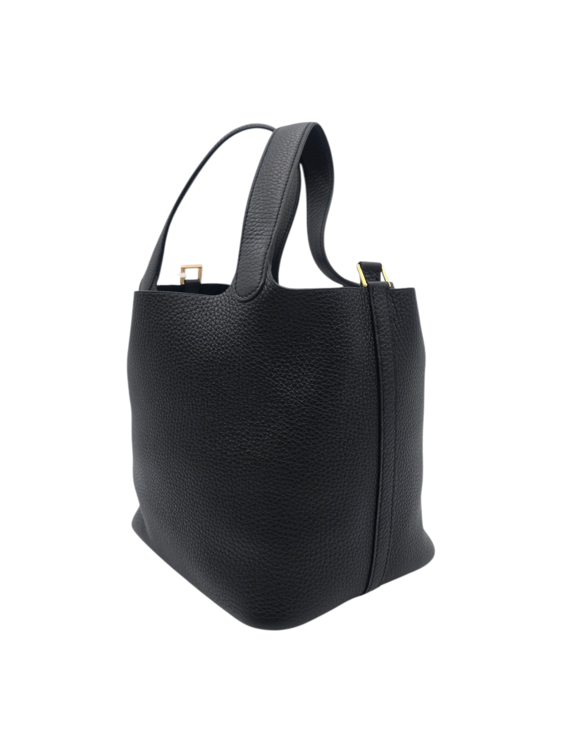 Hermès Picotin 22 Noir in Clemence Gold hardware SYC186KL