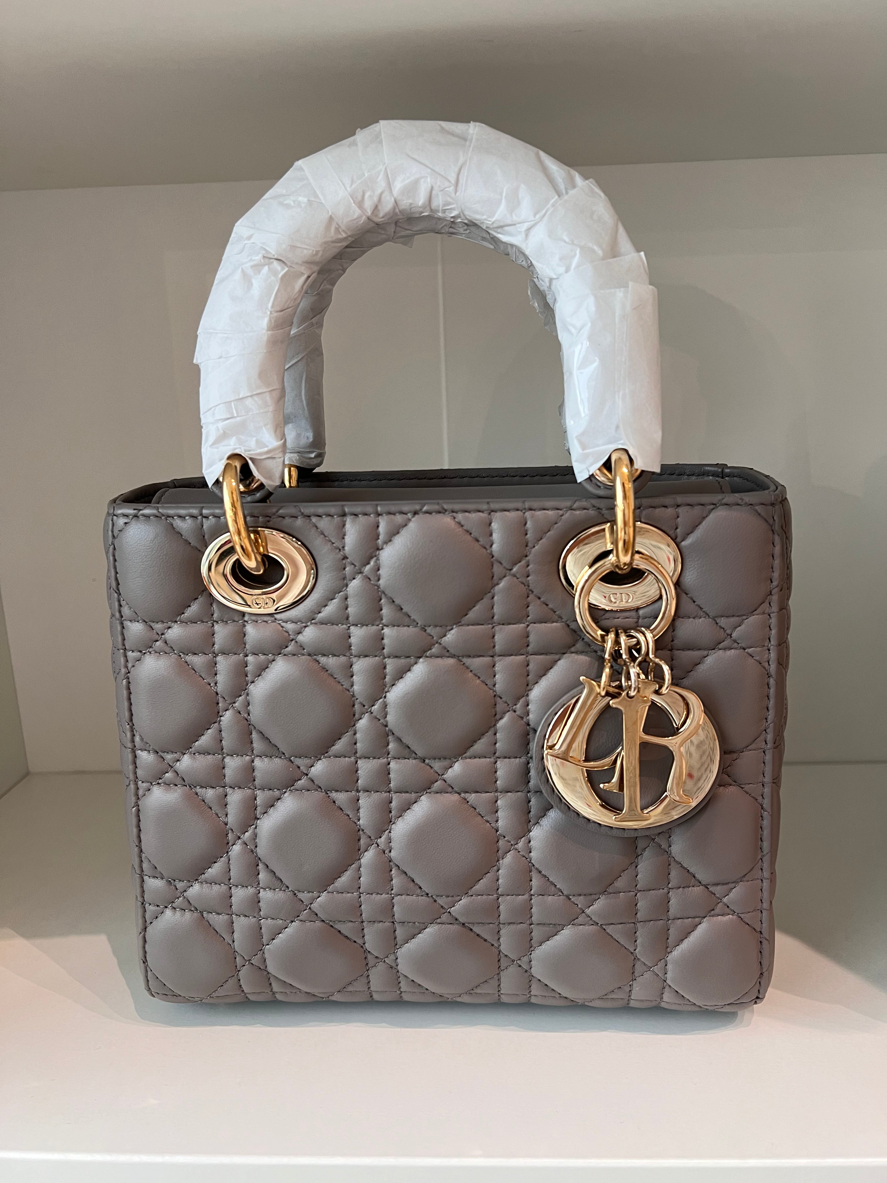 Lady Dior Small Taupe Grey Lambskin GHW SYCM271