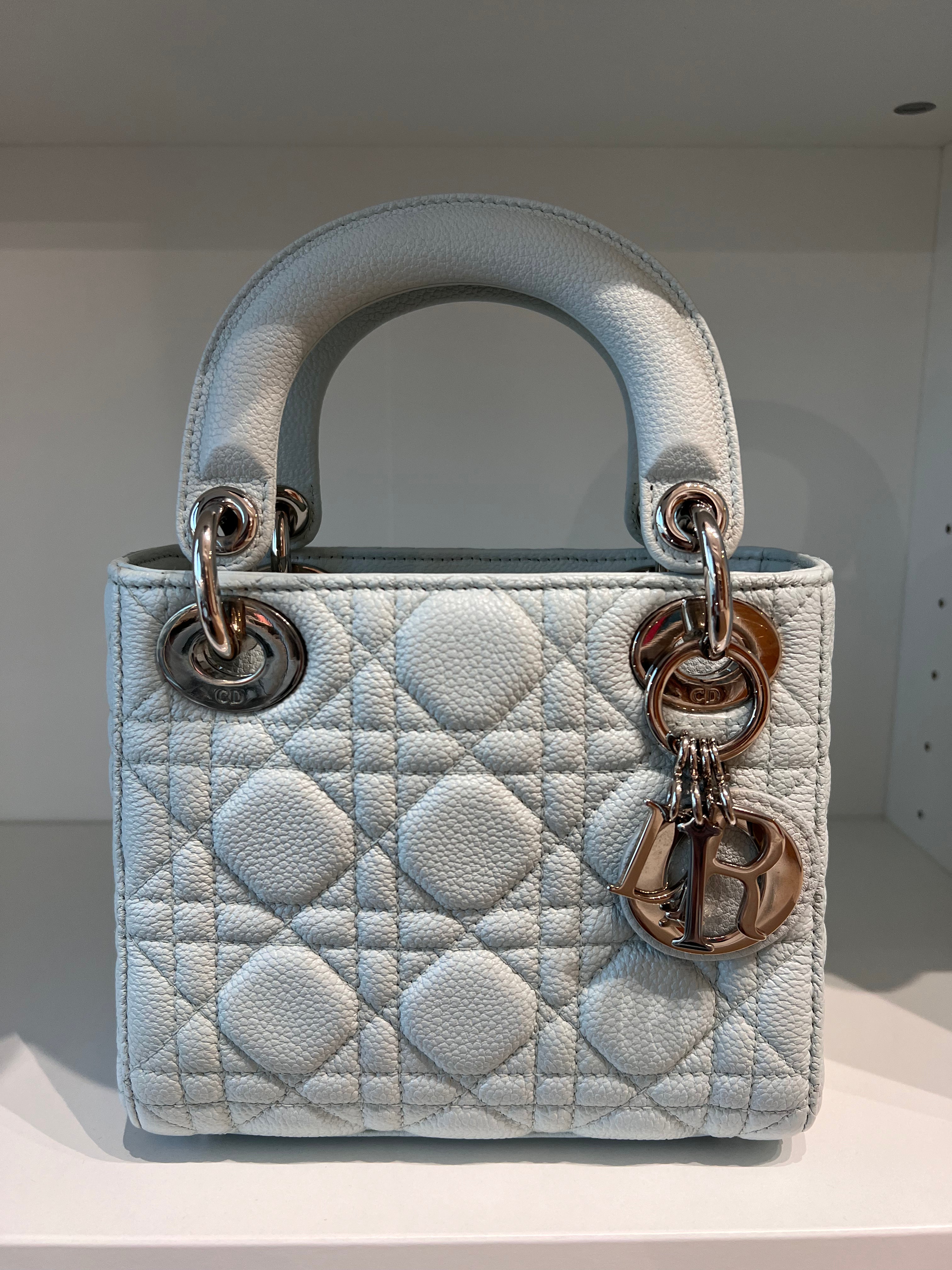 Lady Dior Mini Caviar Blue Brume SHW SYCM241