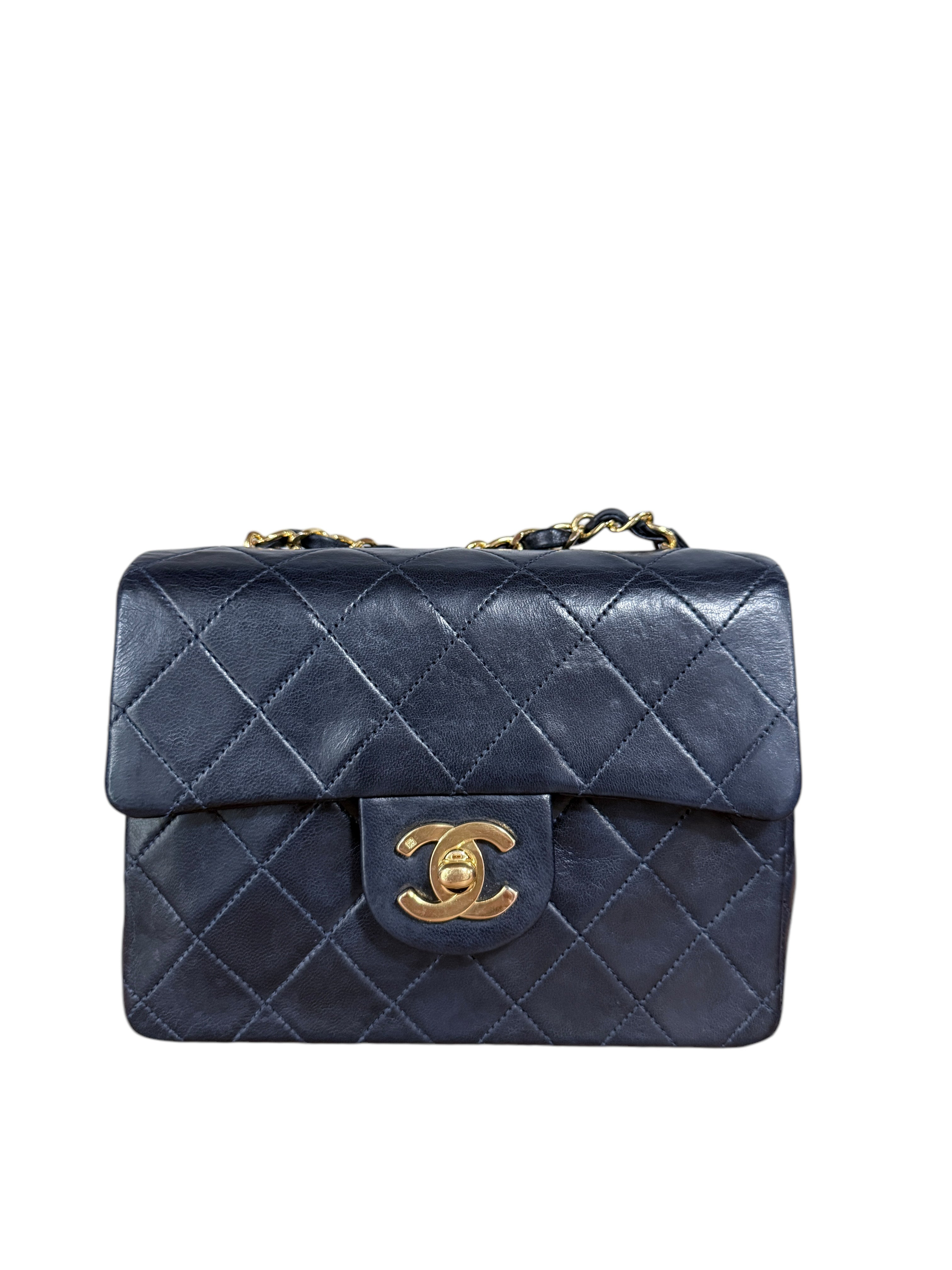 Chanel Vintage Mini Sqaure Navy Lambskin GHW #1 #41900