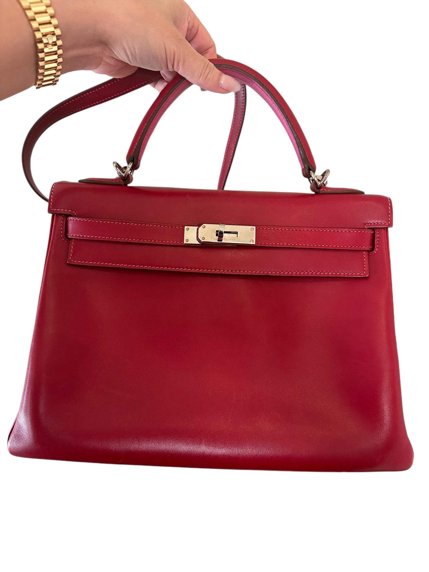 Hermes Kelly 32 in Rubis/Rose Tyrien