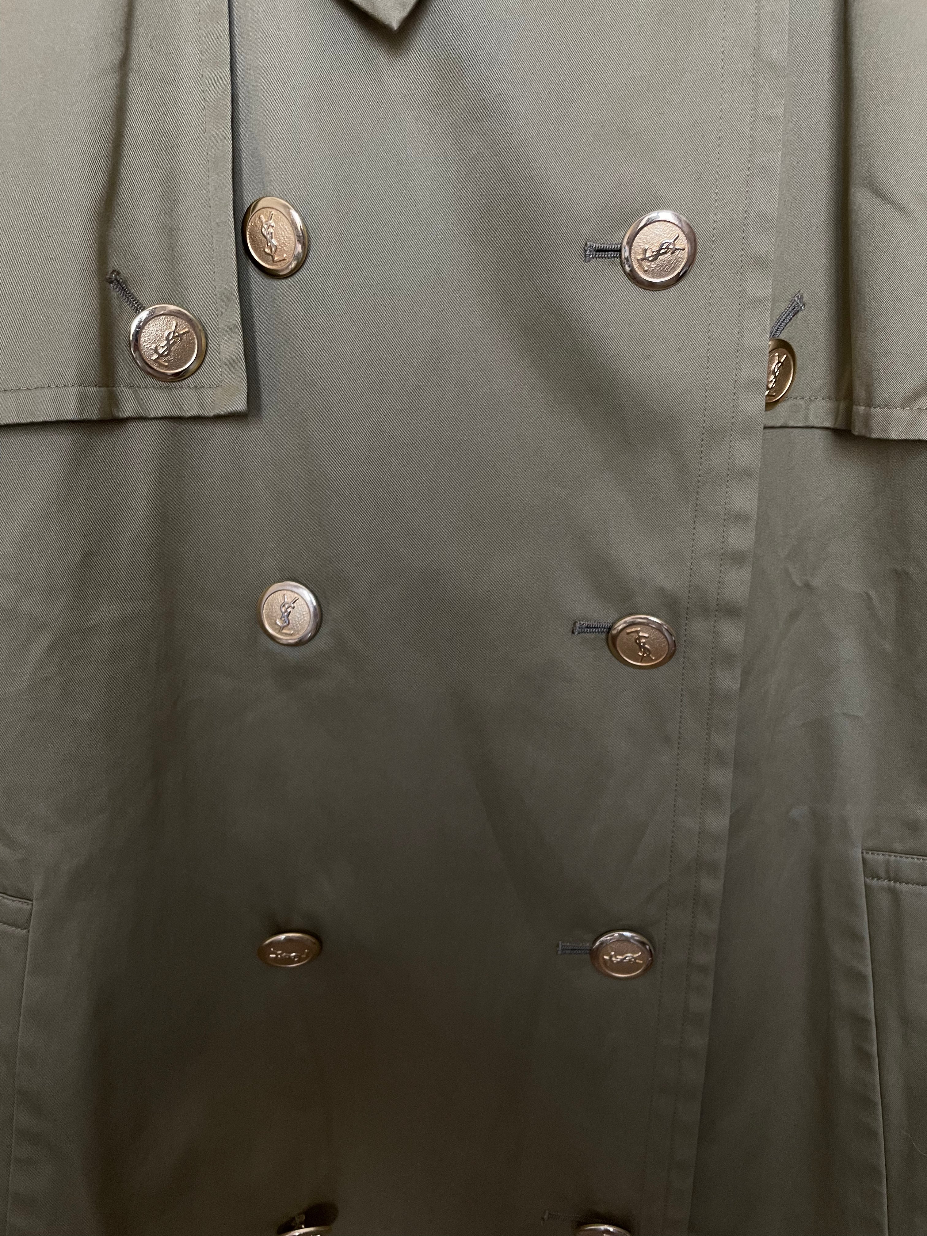 YSL Gold Buttons Trench Coat Khaki  DXBK0145