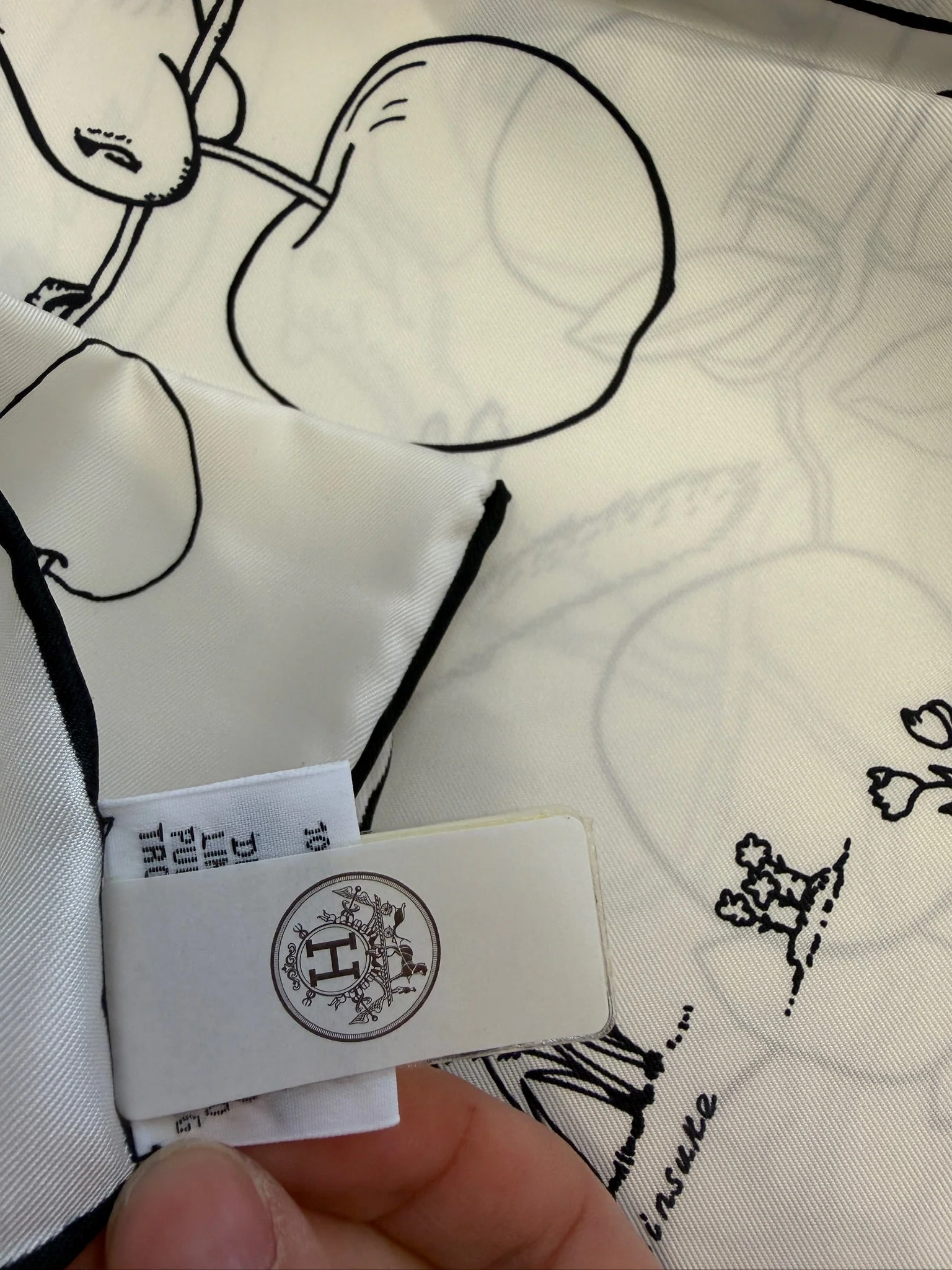 Hermes Le Pommier Sellier scarf 90 blanc / noir