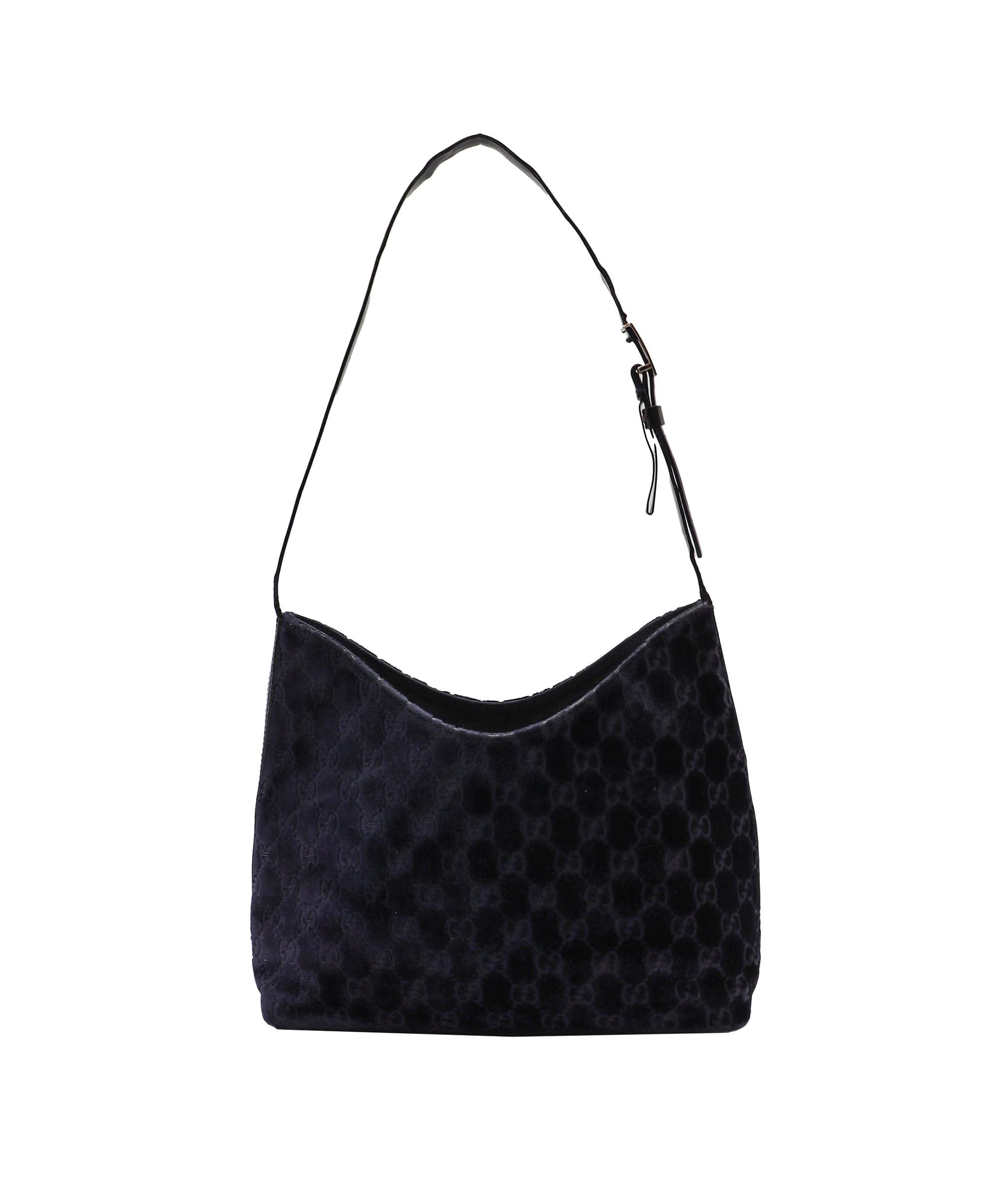 Gucci GG Velour Shoulder Bag Navy - DXBS1938