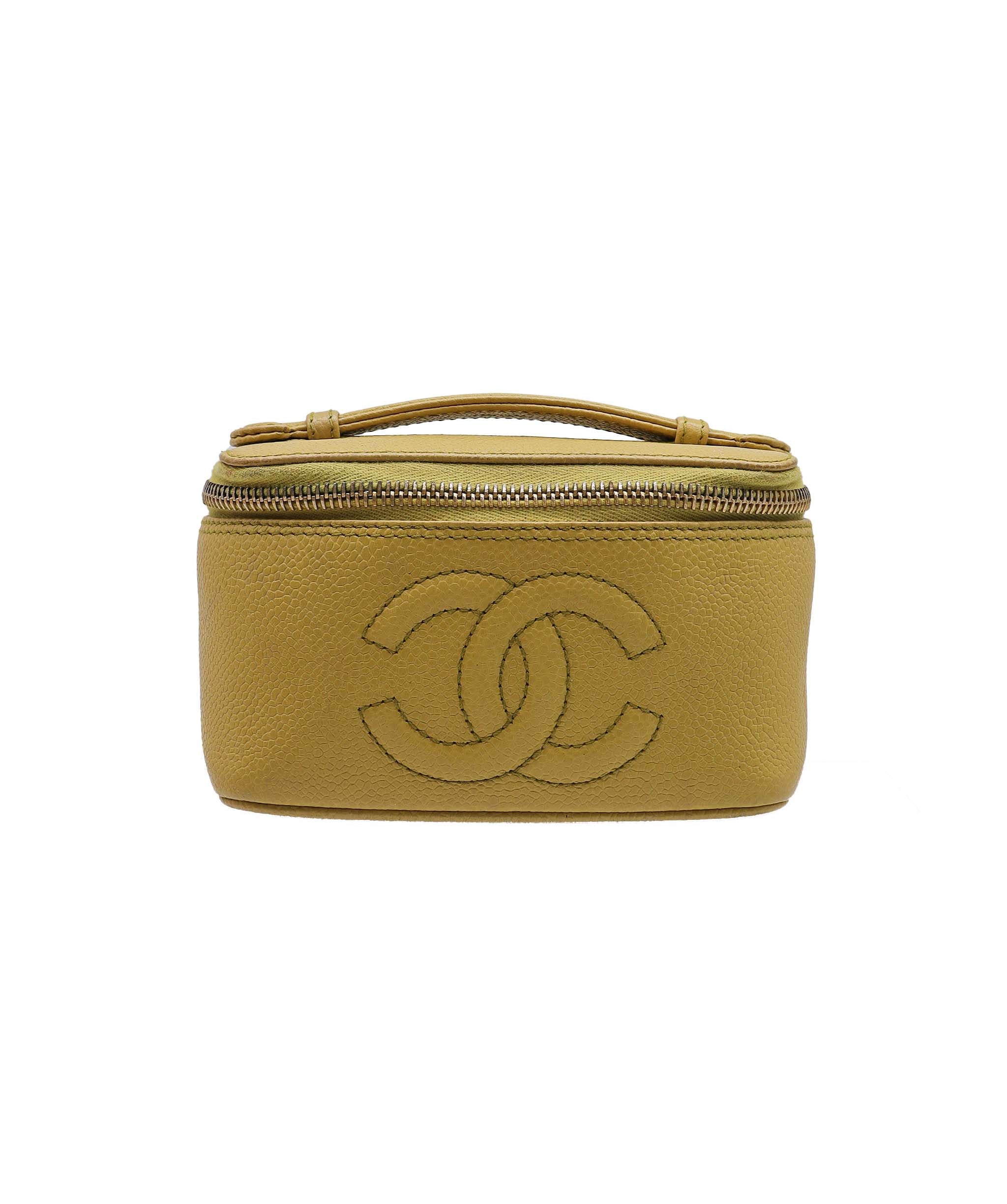 Chanel Mini Vanity w/ Mirror Caviar Yellow DXBS2363