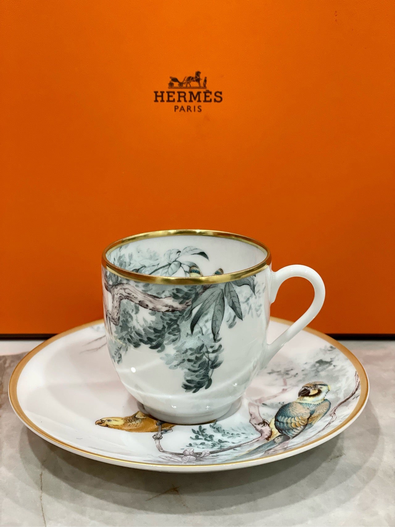 Hermès "Carnets d'Equateur" Coffee Cup & Saucer Set