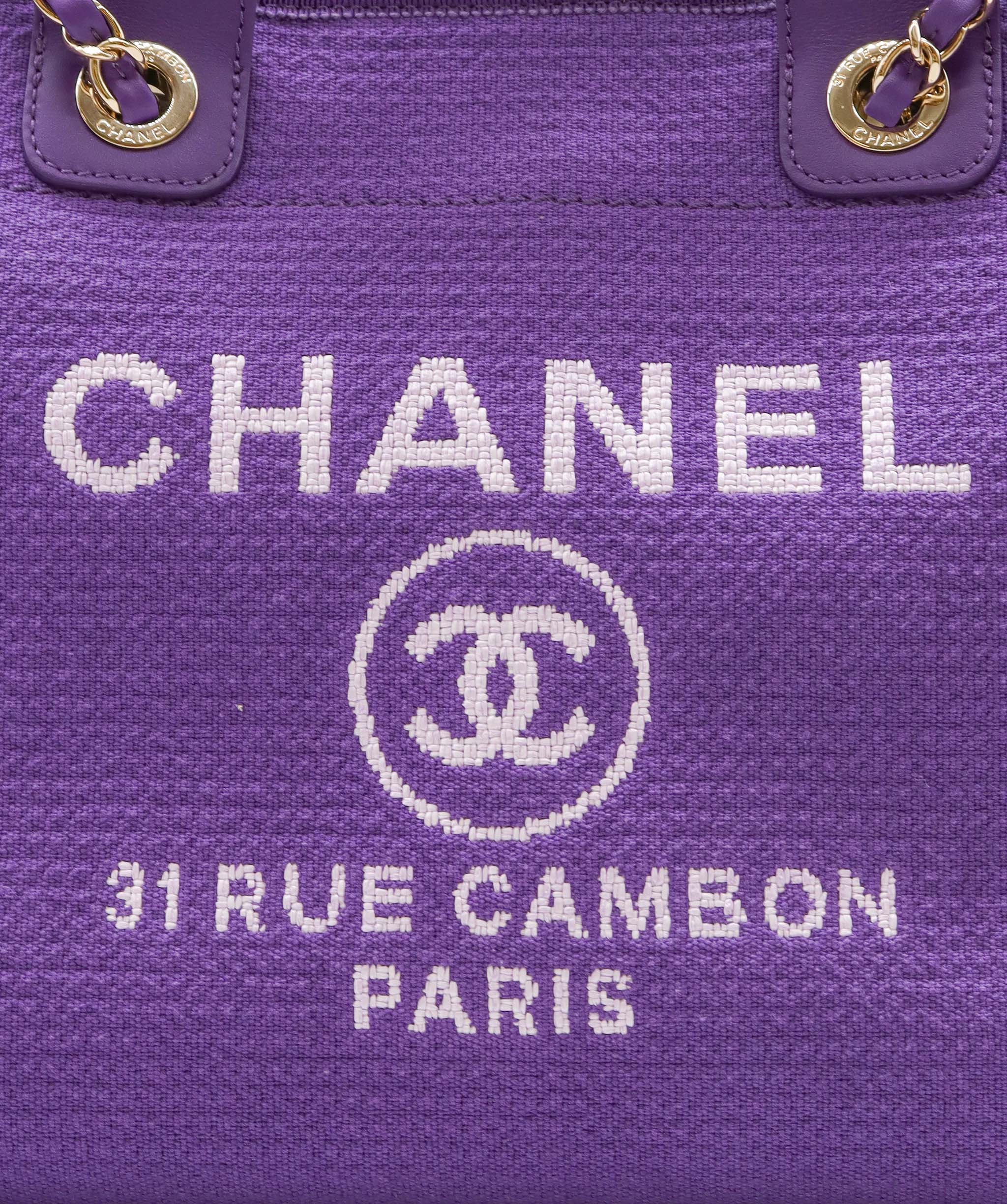 CHANEL Deauville Tote Bag Purple DXBS0576