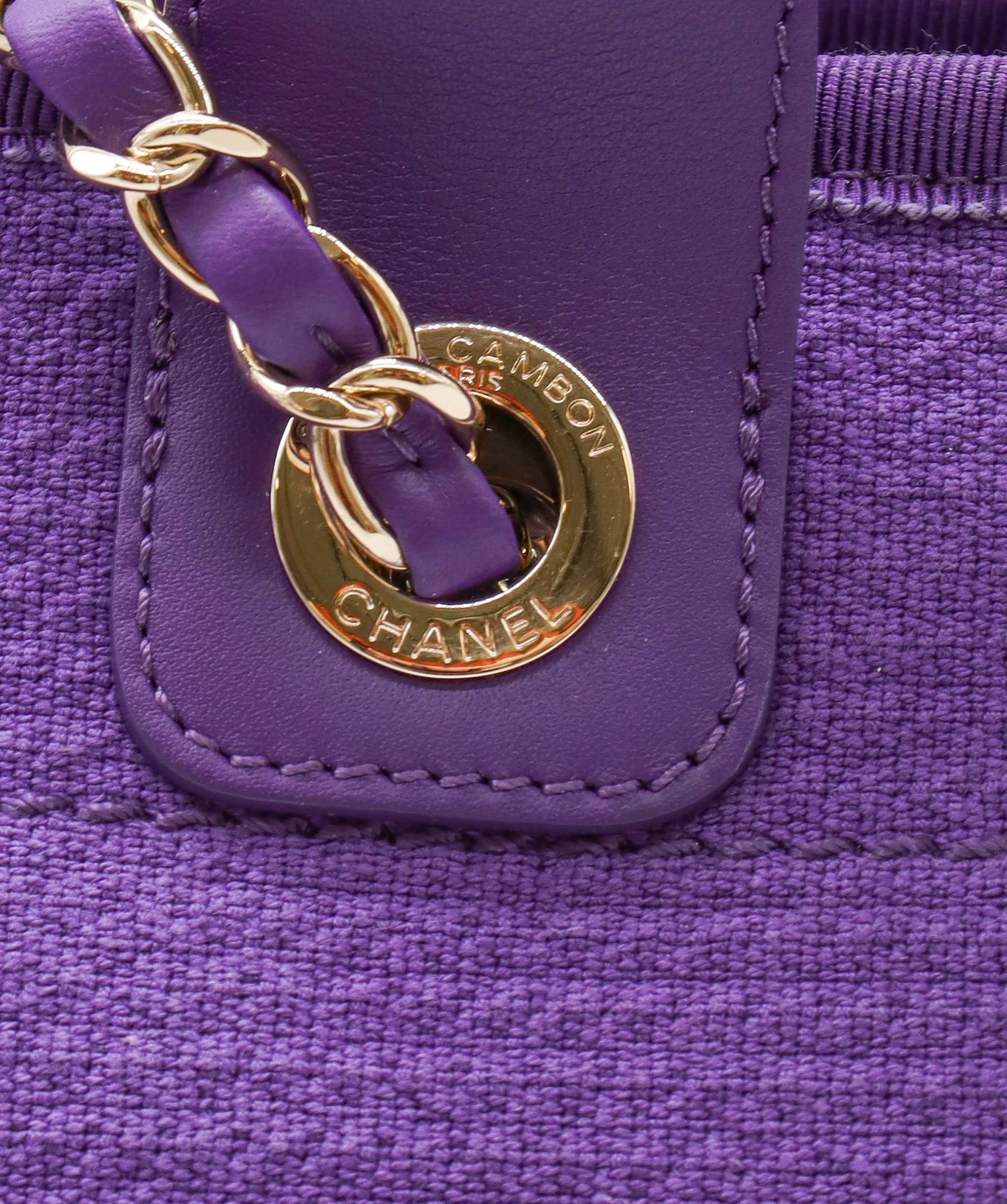 CHANEL Deauville Tote Bag Purple DXBS0576