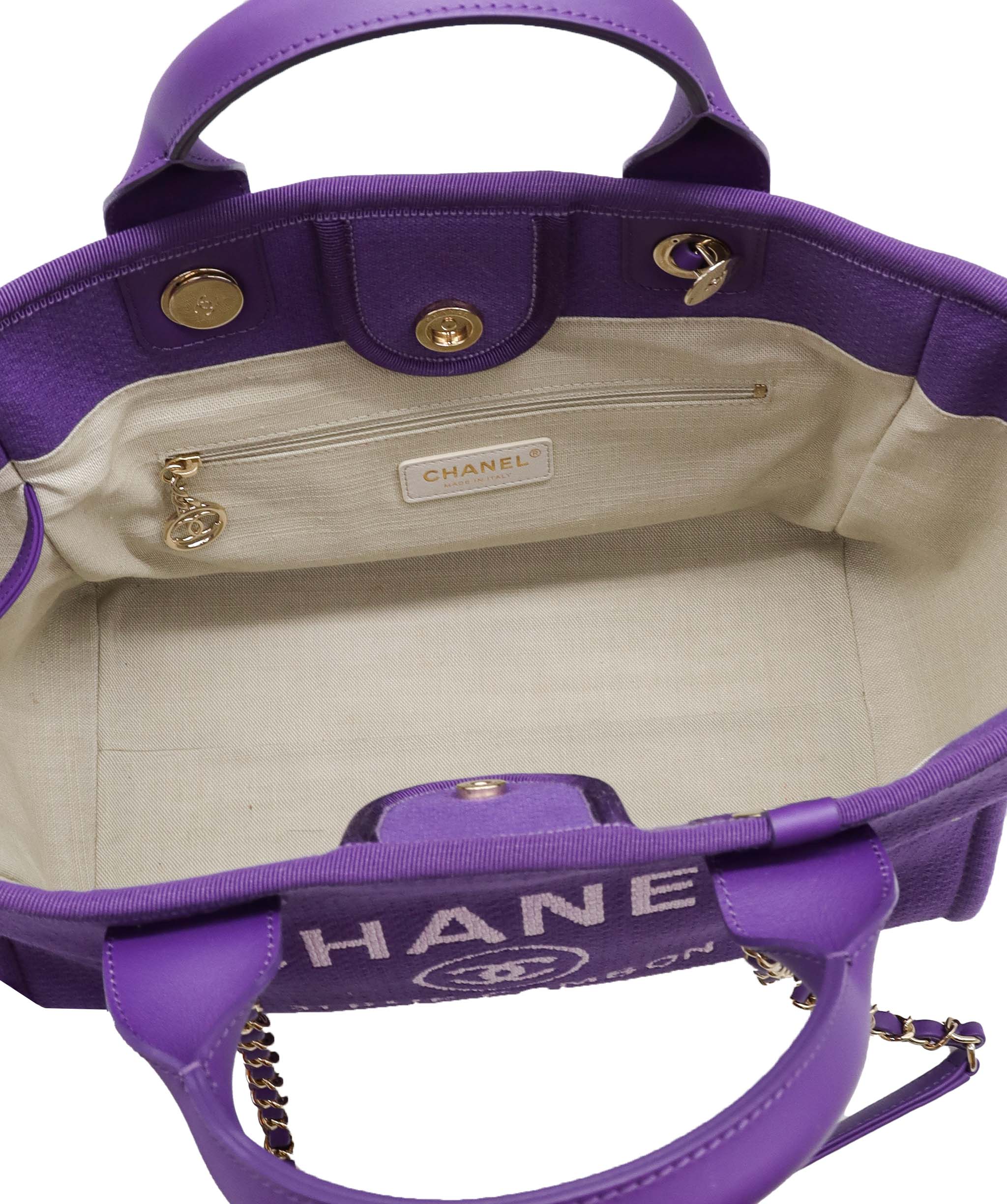 CHANEL Deauville Tote Bag Purple DXBS0576