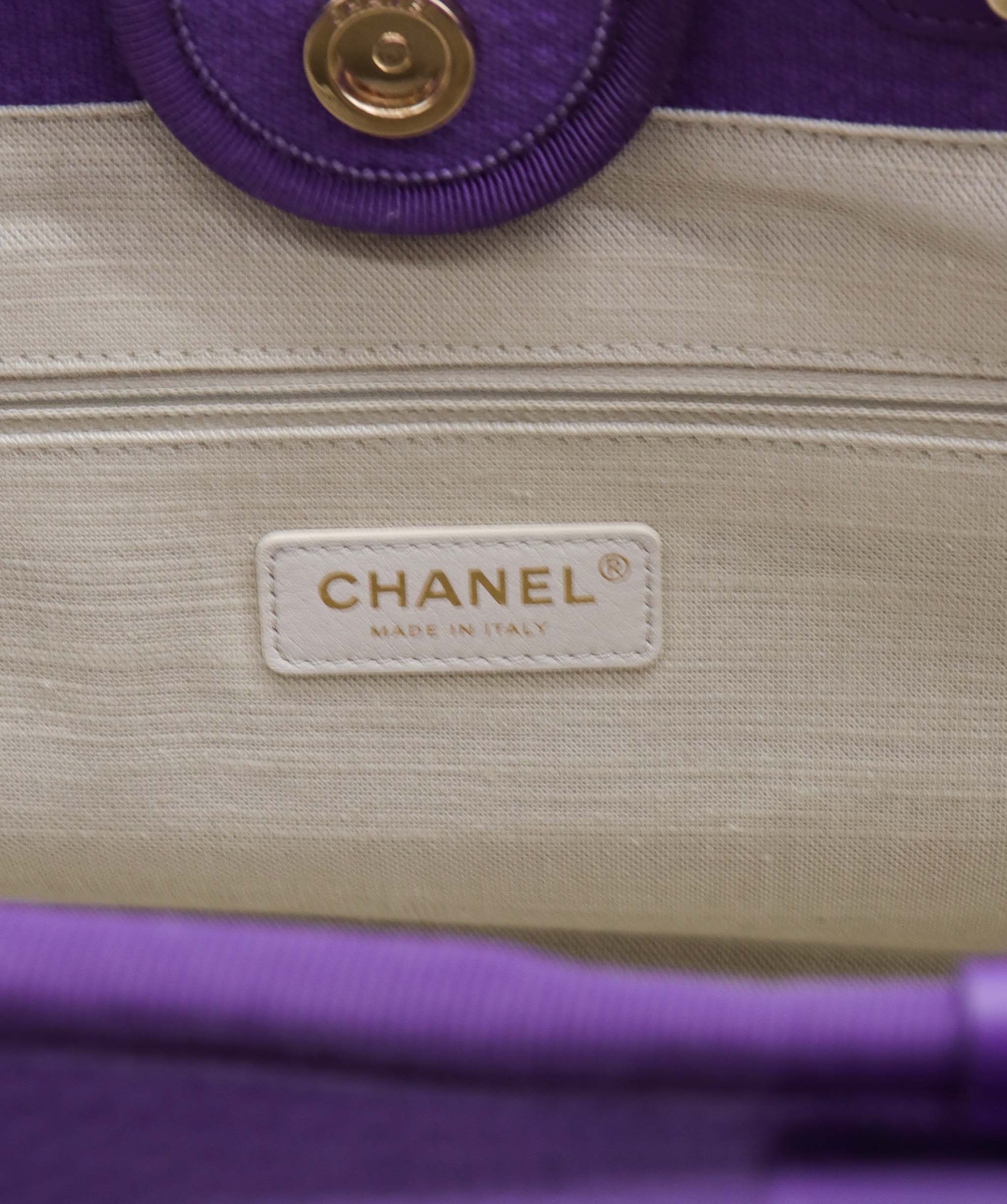 CHANEL Deauville Tote Bag Purple DXBS0576