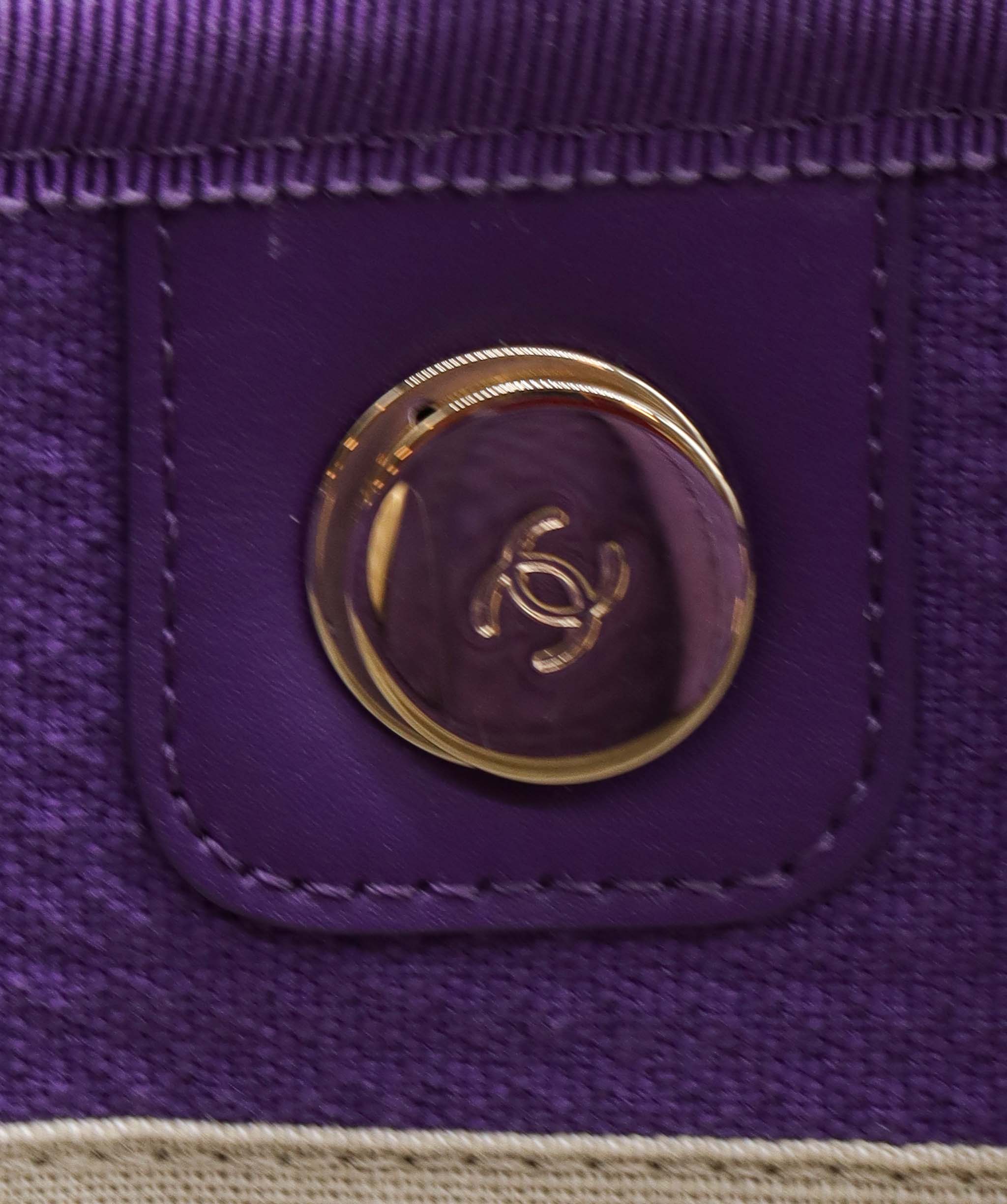 CHANEL Deauville Tote Bag Purple DXBS0576