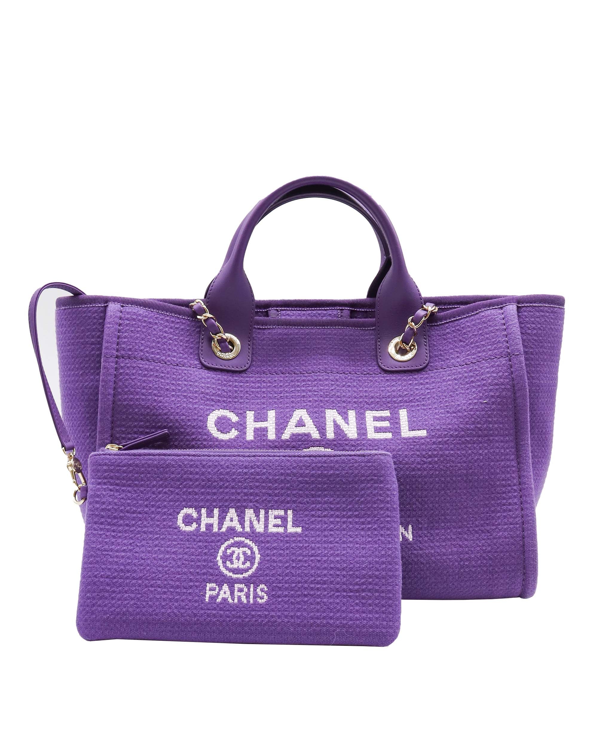 CHANEL Deauville Tote Bag Purple DXBS0576