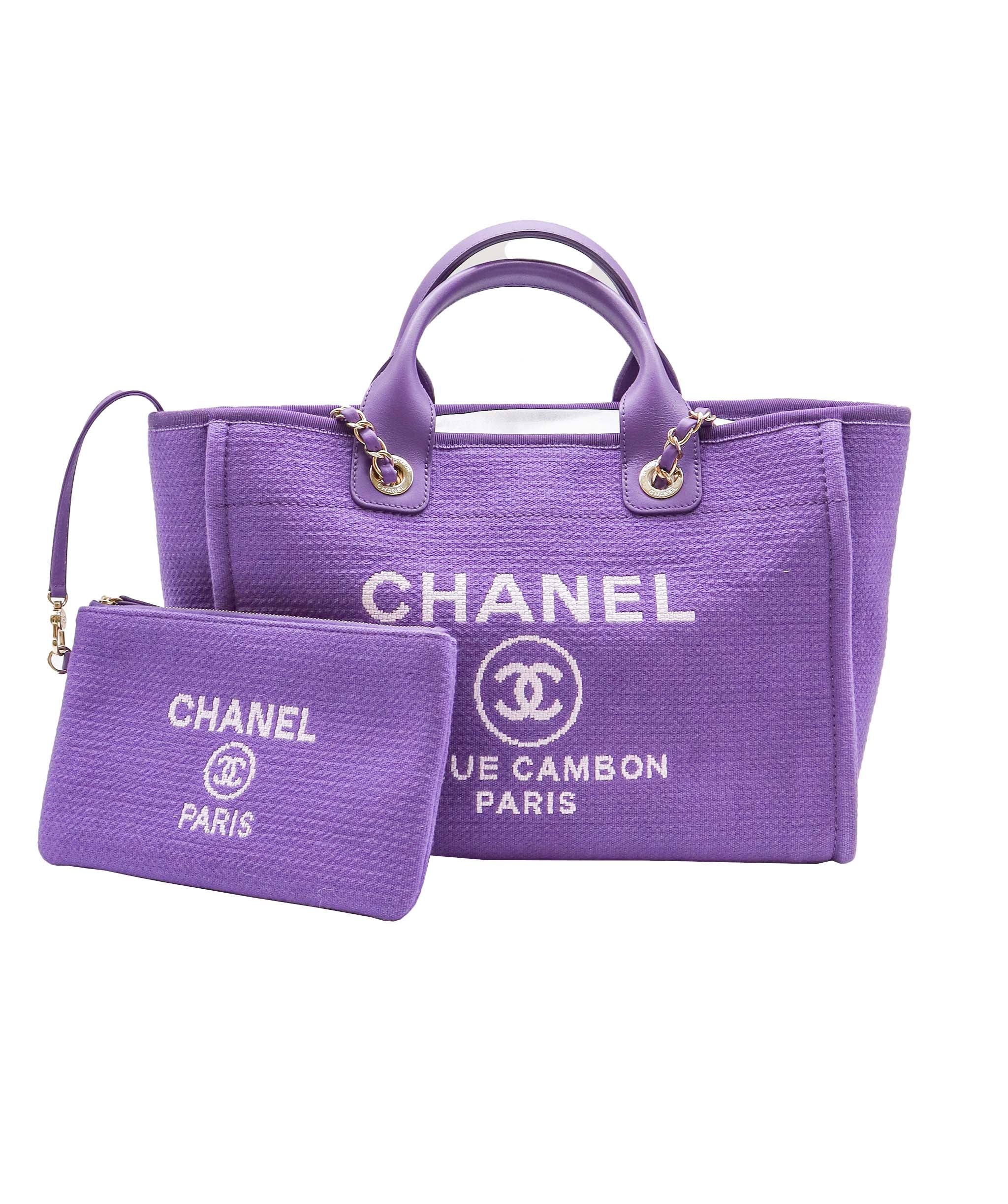 CHANEL Deauville Tote Bag Purple DXBS0576