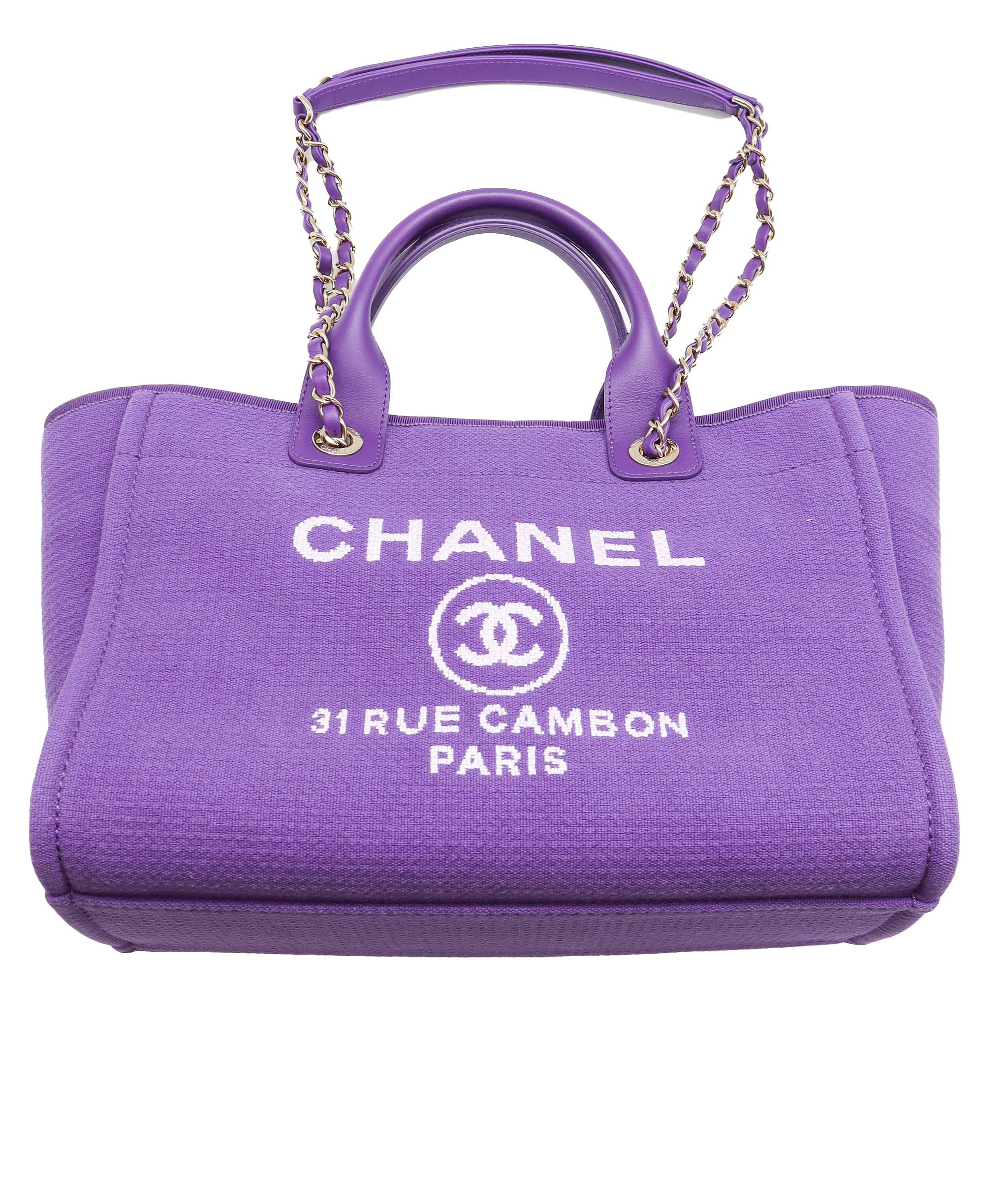 CHANEL Deauville Tote Bag Purple DXBS0576