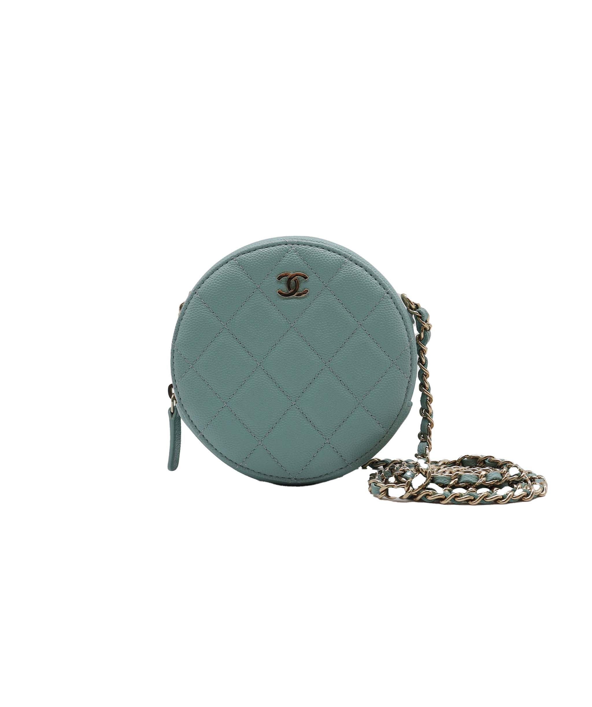 Chanel Round Vanity Bag Caviar GHW Blue DXBS2362