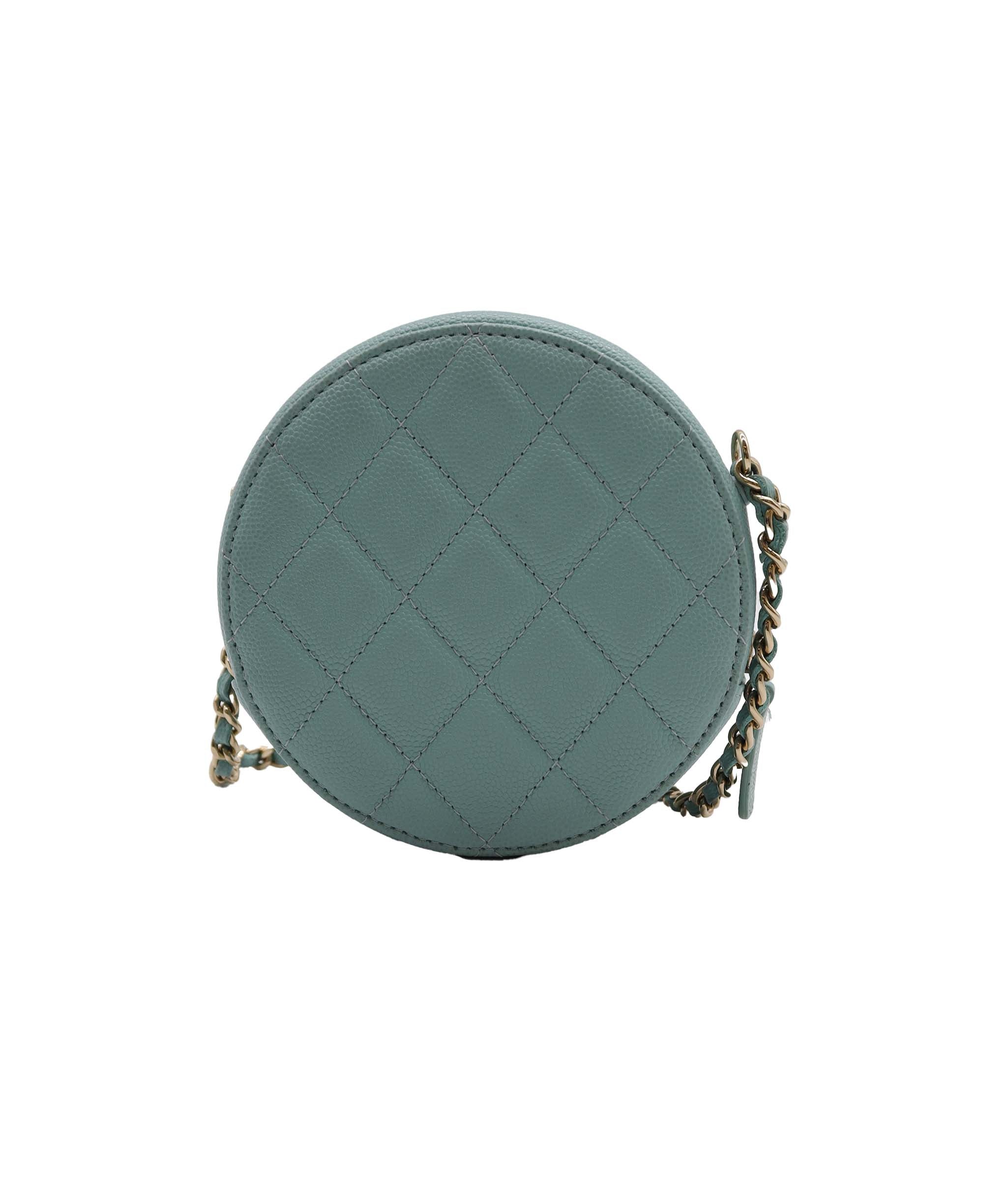 Chanel Round Vanity Bag Caviar GHW Blue DXBS2362