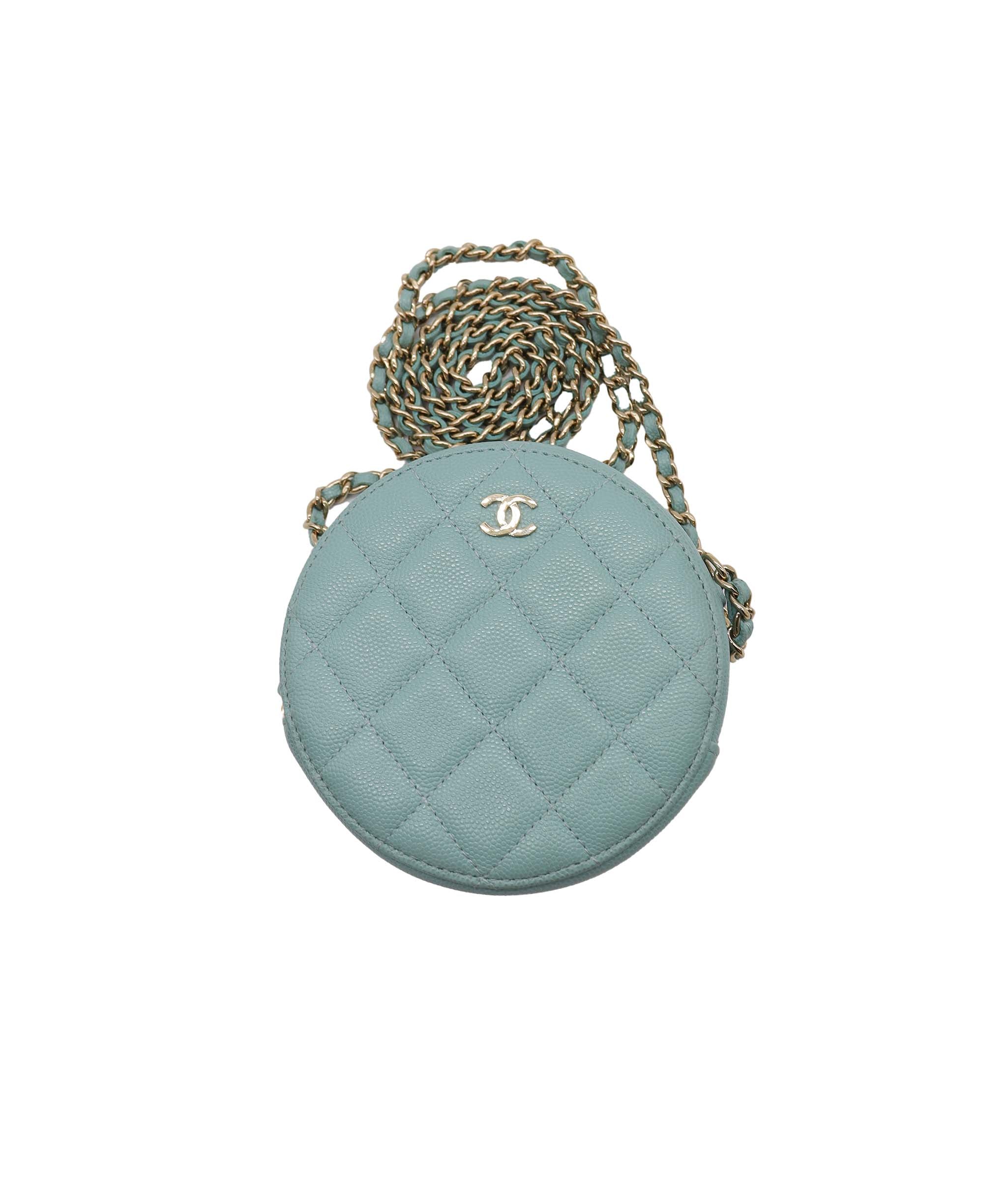 Chanel Round Vanity Bag Caviar GHW Blue DXBS2362