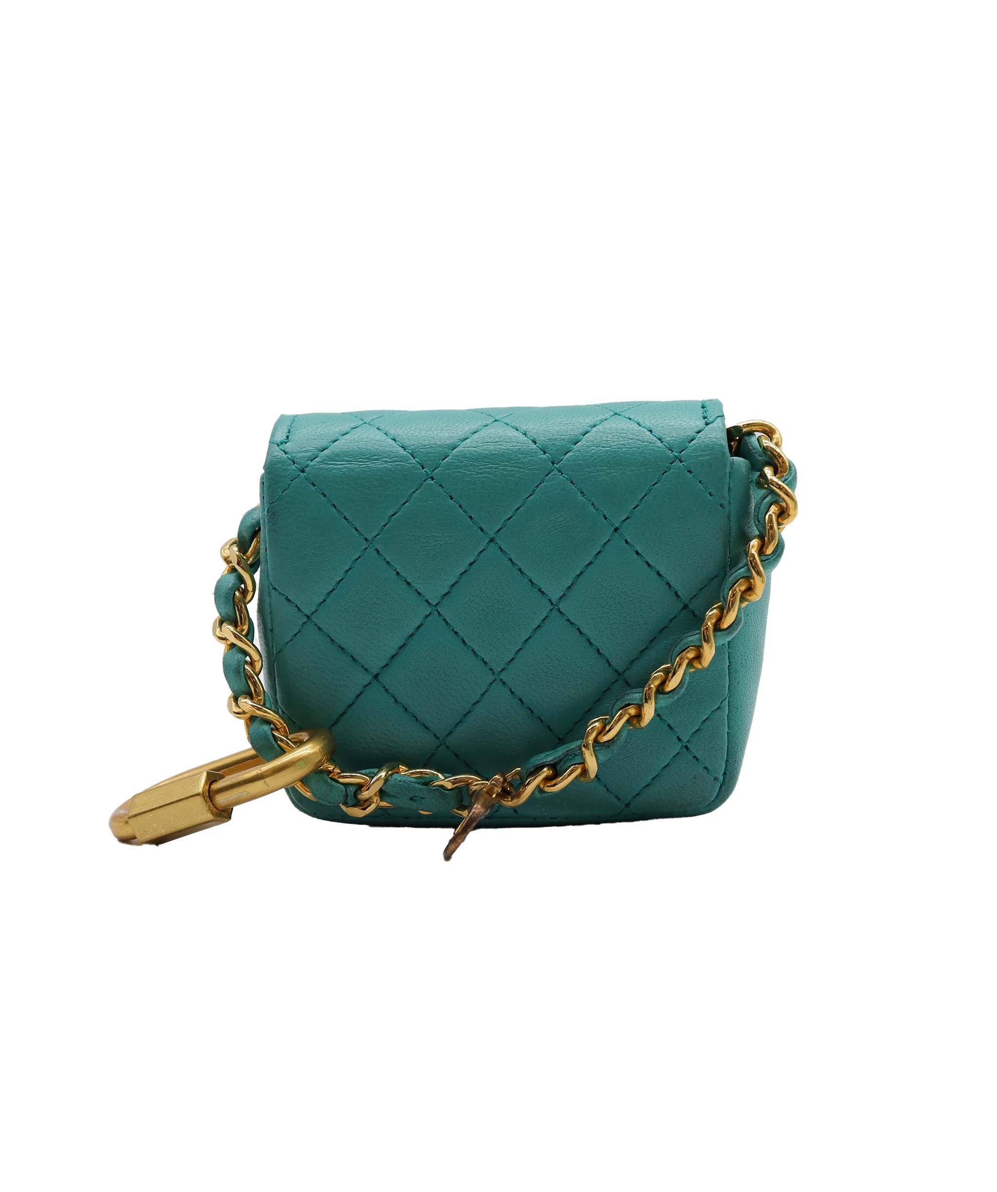 Chanel mini belt bag w/ chain GHW Green DXBS2360